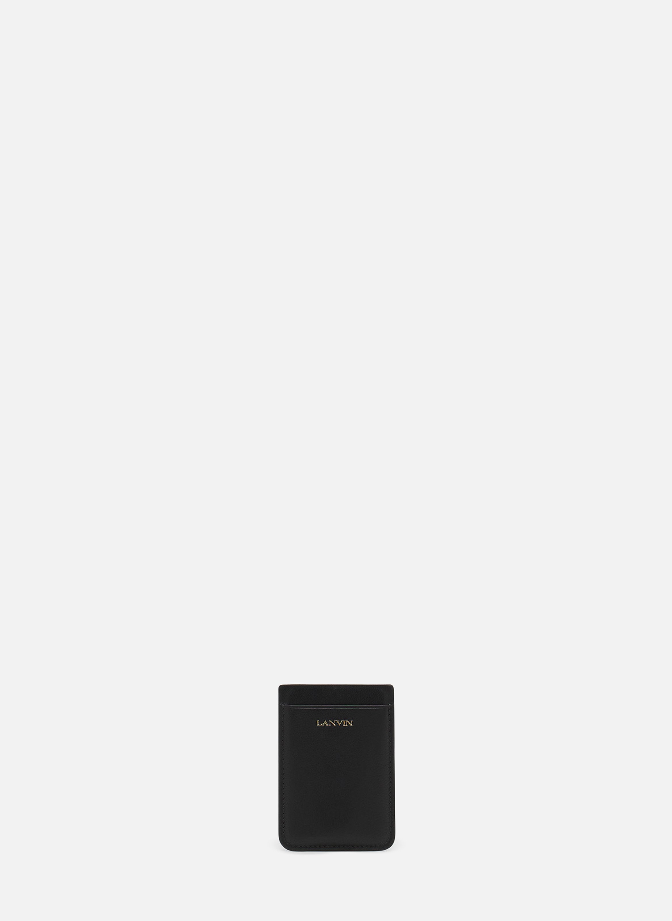 Porte-cartes magnétique en cuir LANVIN Noir