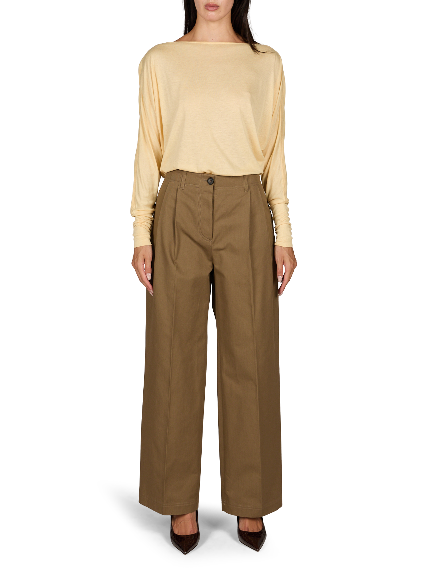 Elasticated trousers TOTEME Brown