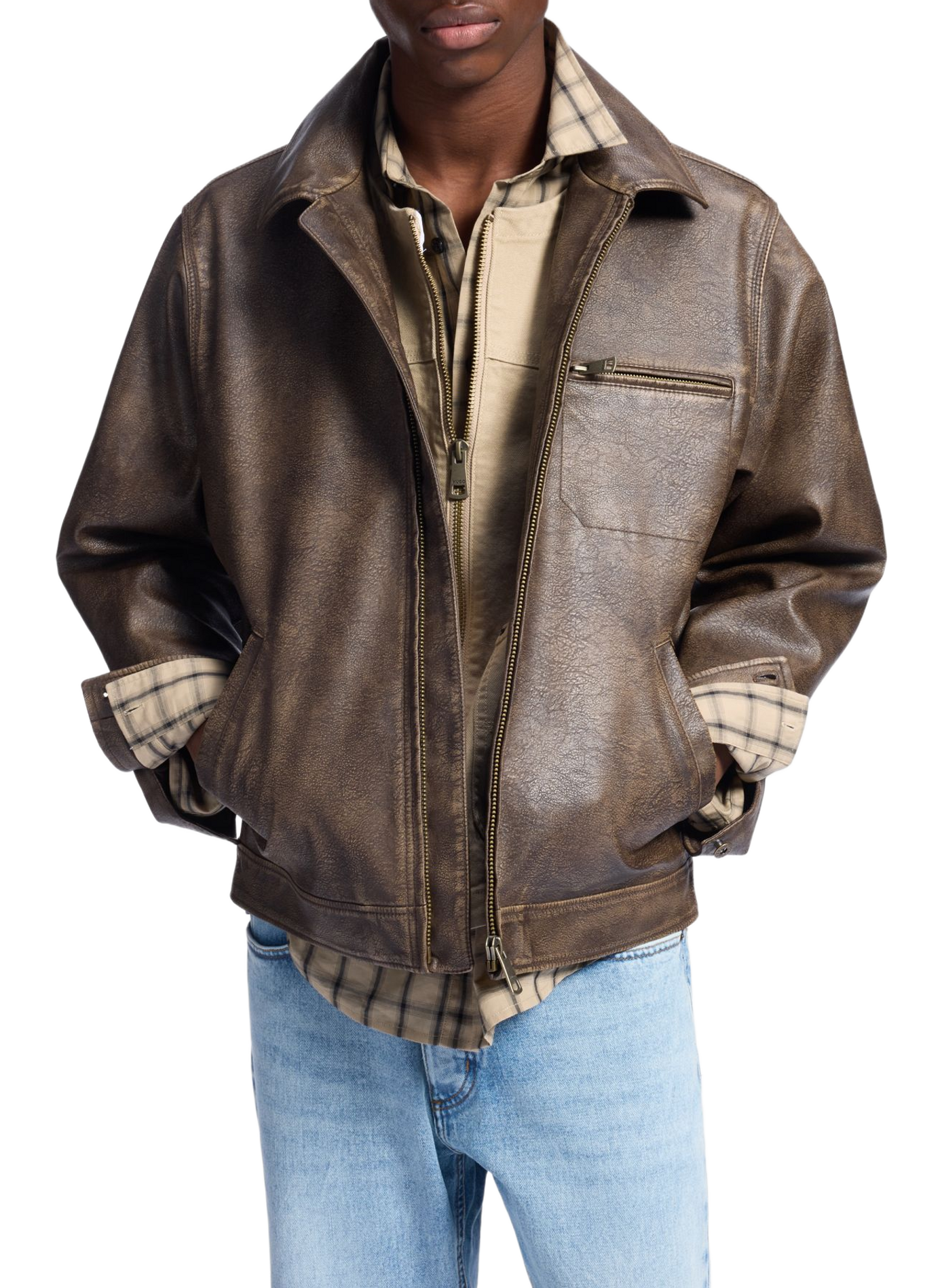 Blouson col classique HUGO BLUE Marron