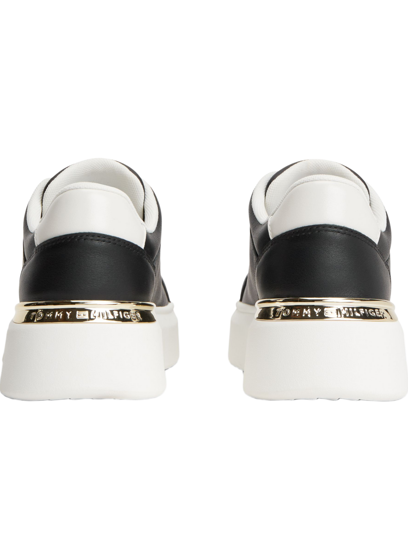 Sneakers with thick soles and gold detail in leather TOMMY HILFIGER Black