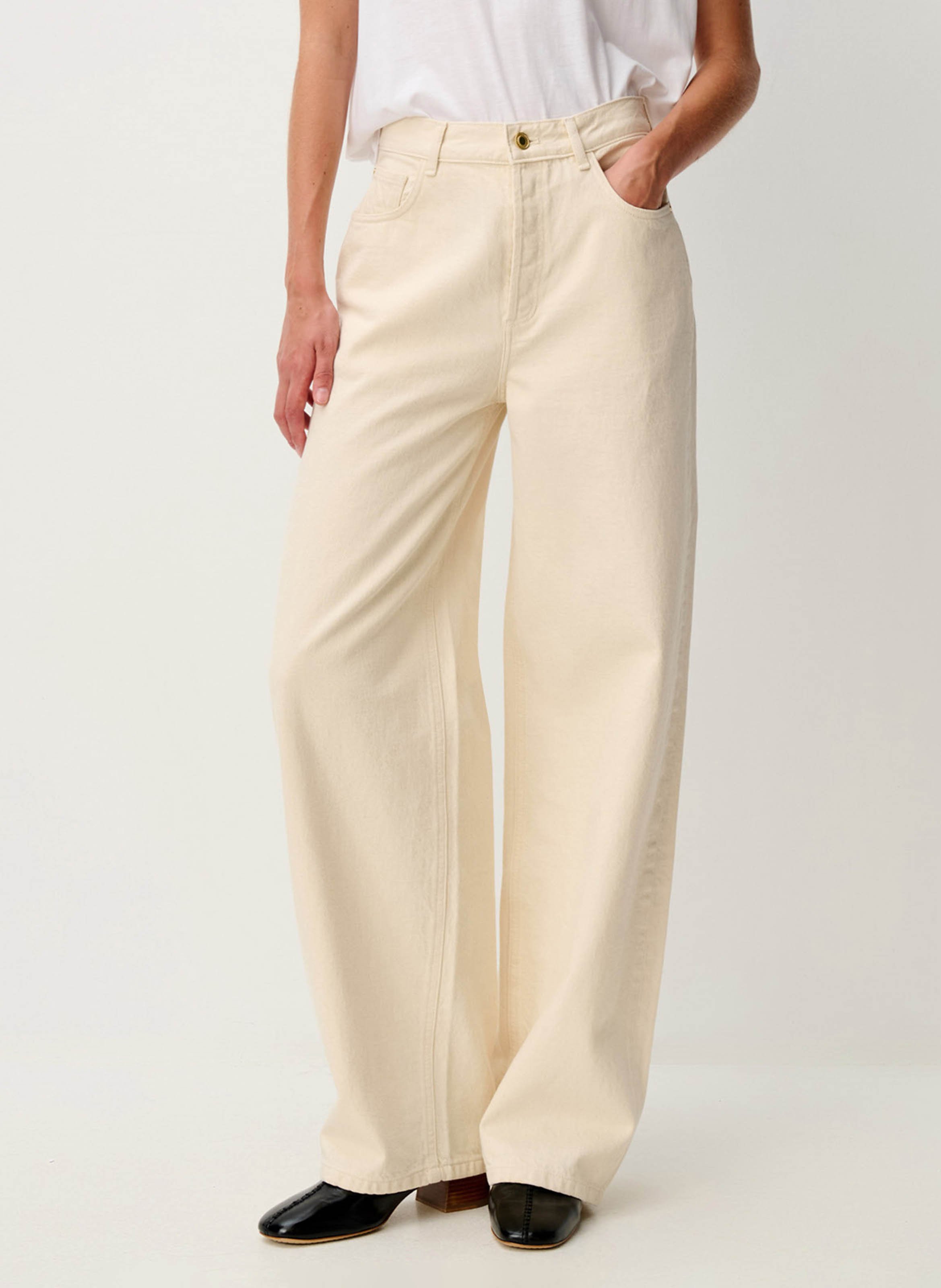 Jean droit taille haute uni bagur SESSUN Beige
