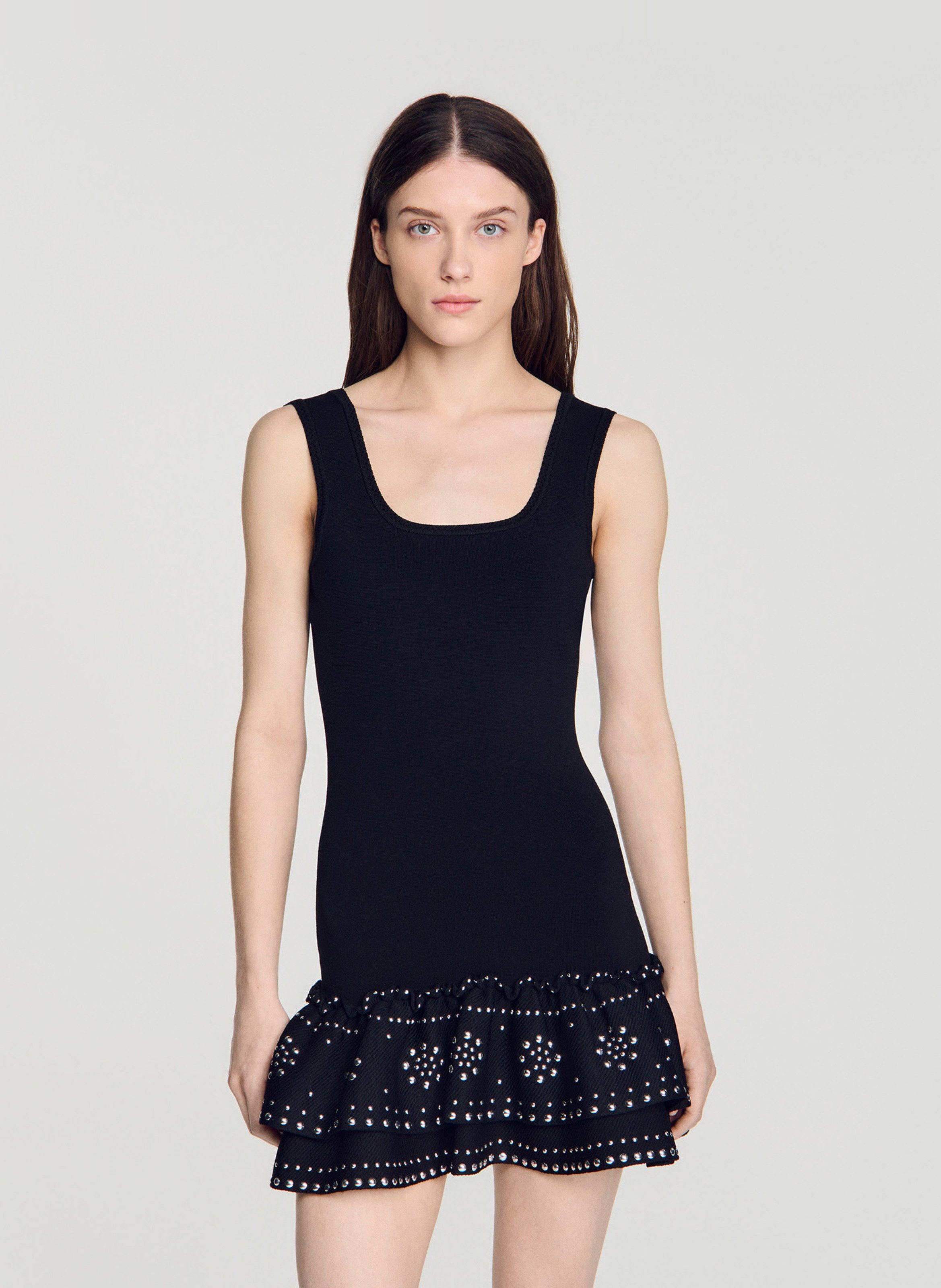 Robe courte à studs SANDRO Noir