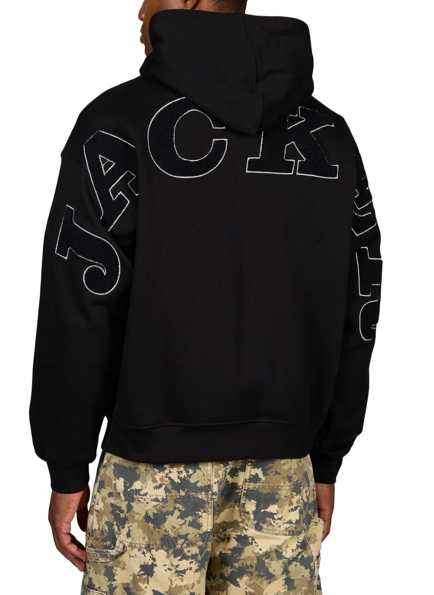 Ritssluiting hoodie met borduursel van katoen JACKER. Zwart