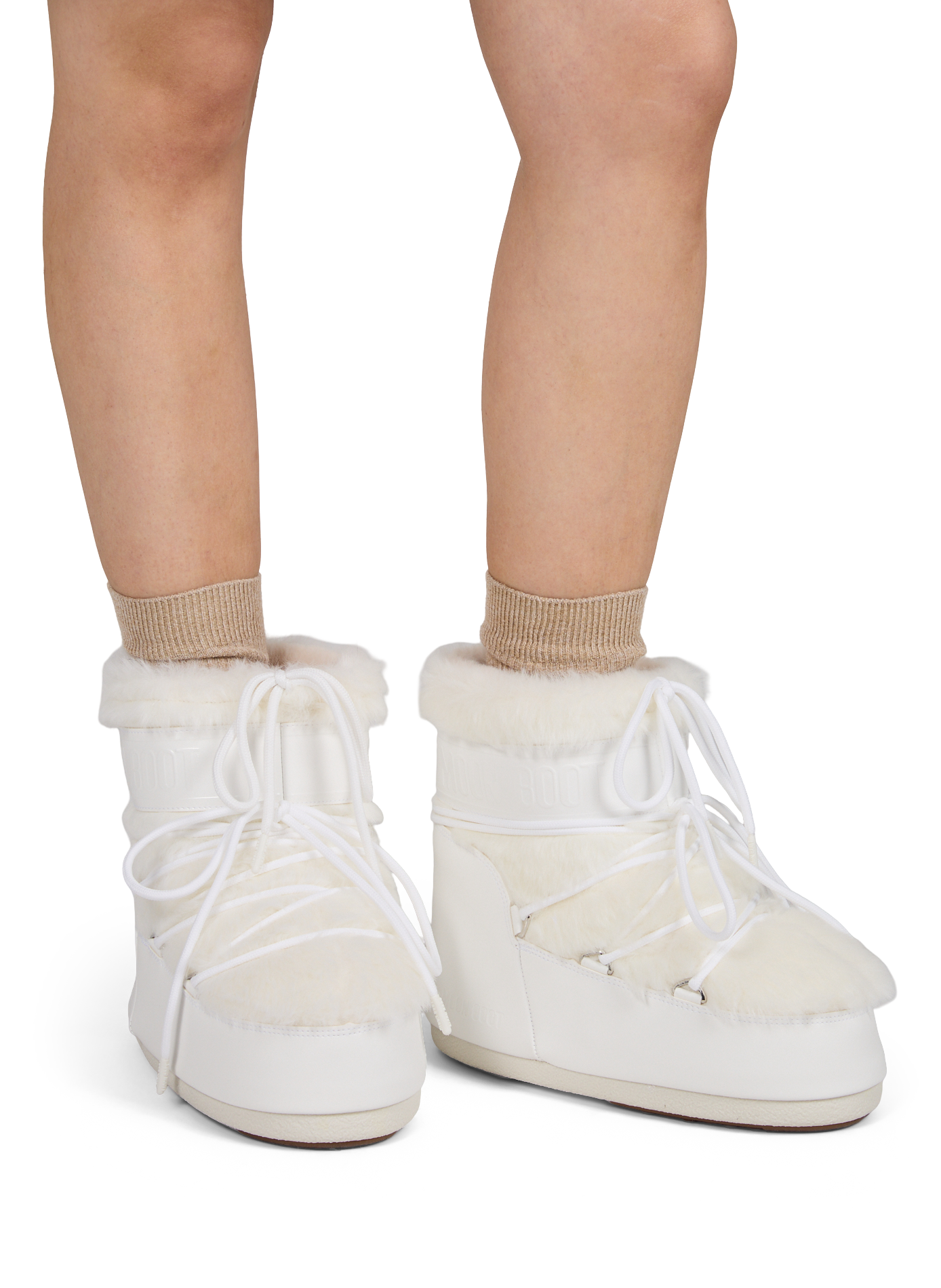 Icon Low Stiefel mit Fell-Effekt MOON BOOT Weiss