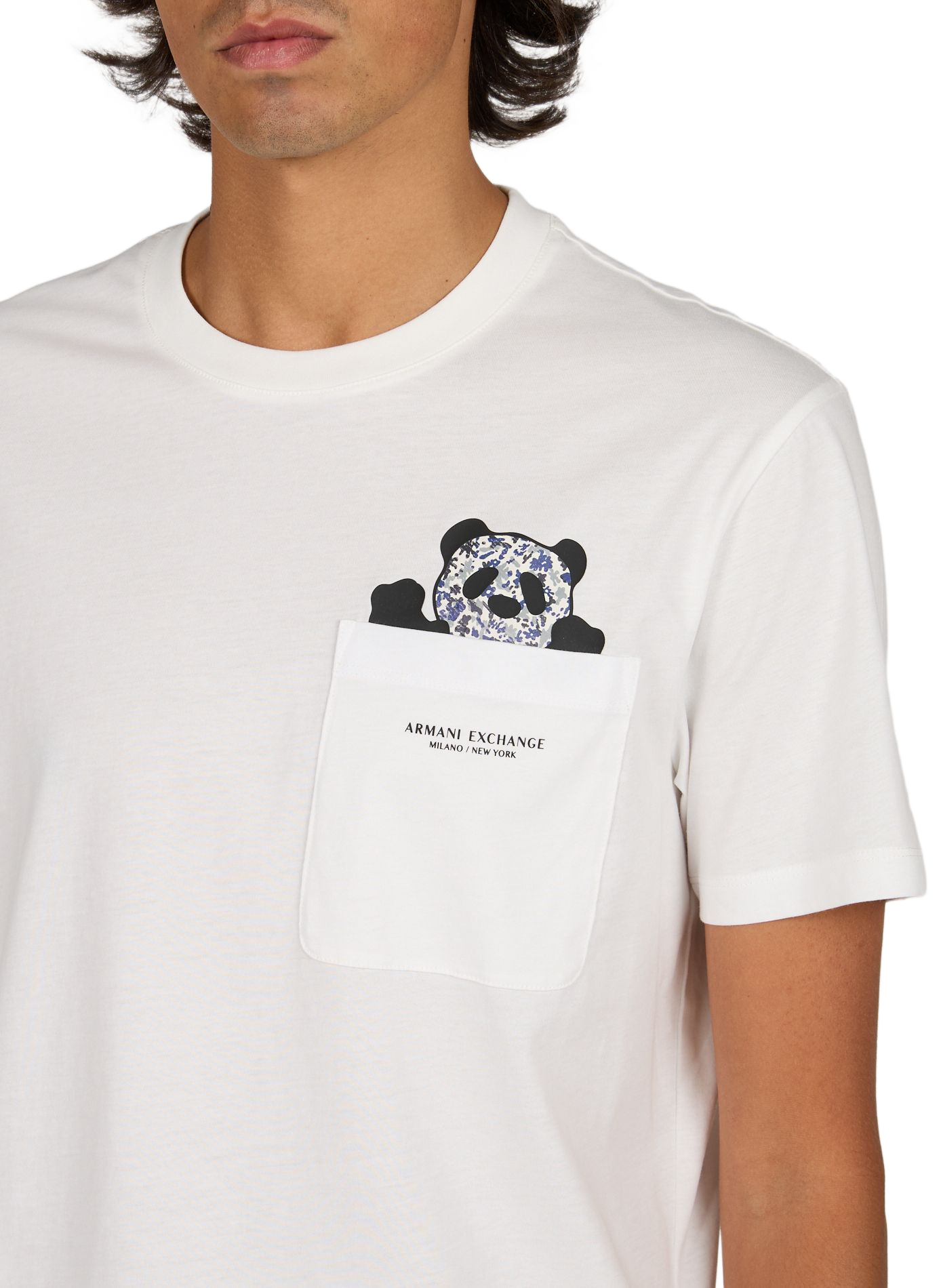 Straight logo cotton t-shirt | White ARMANI EXCHANGE Men