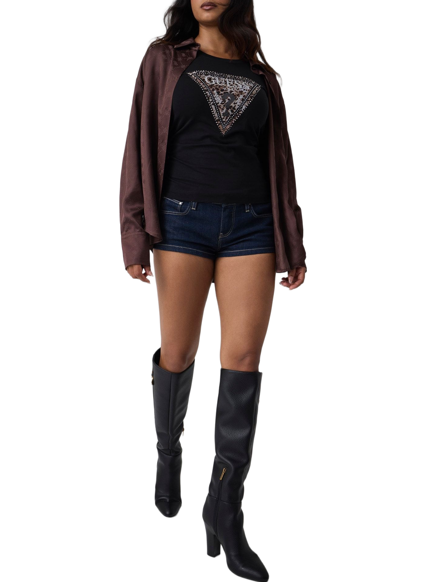 Bottes effet cuir GUESS Noir