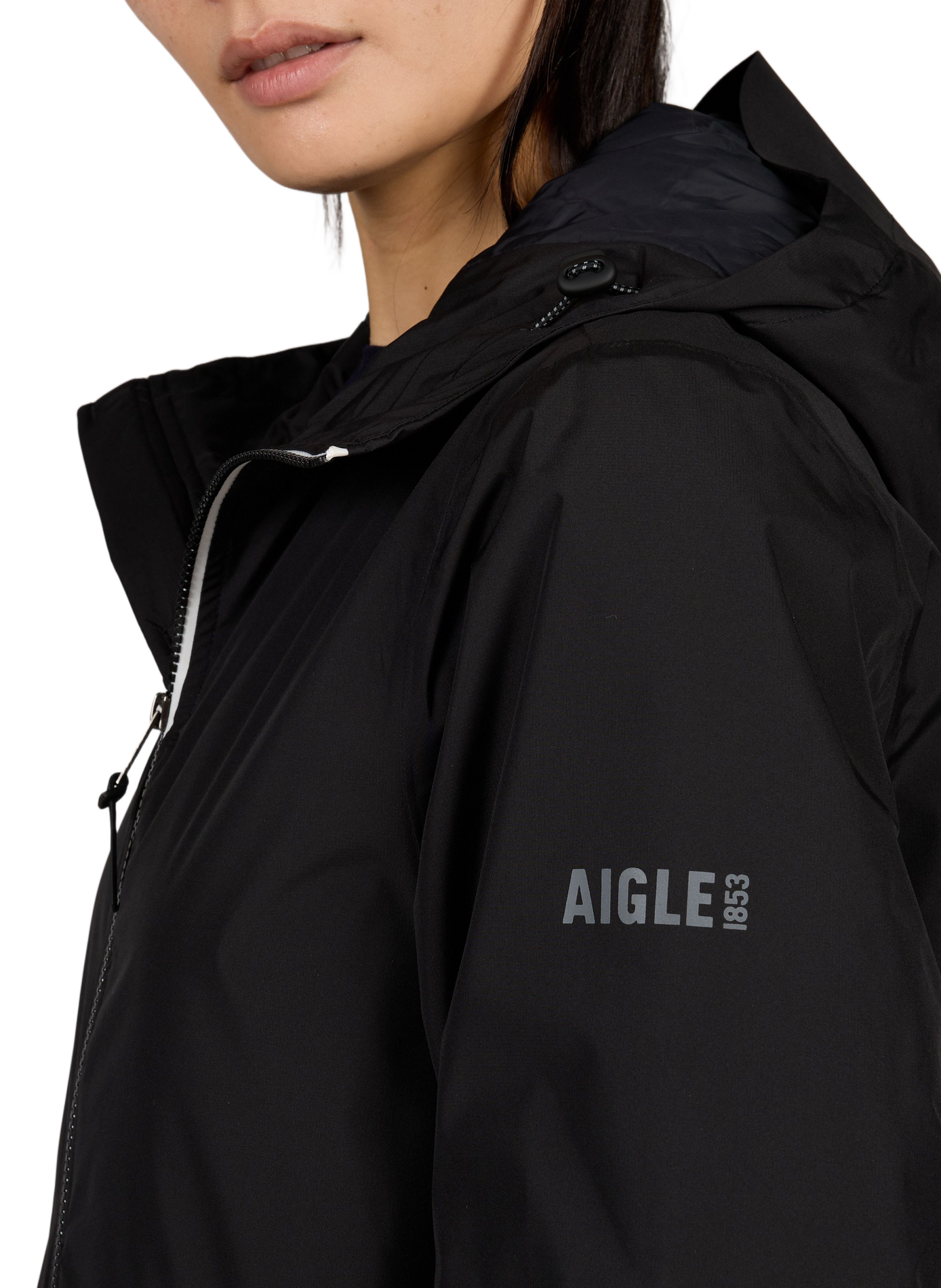 Hooded windproof jacket AIGLE Black