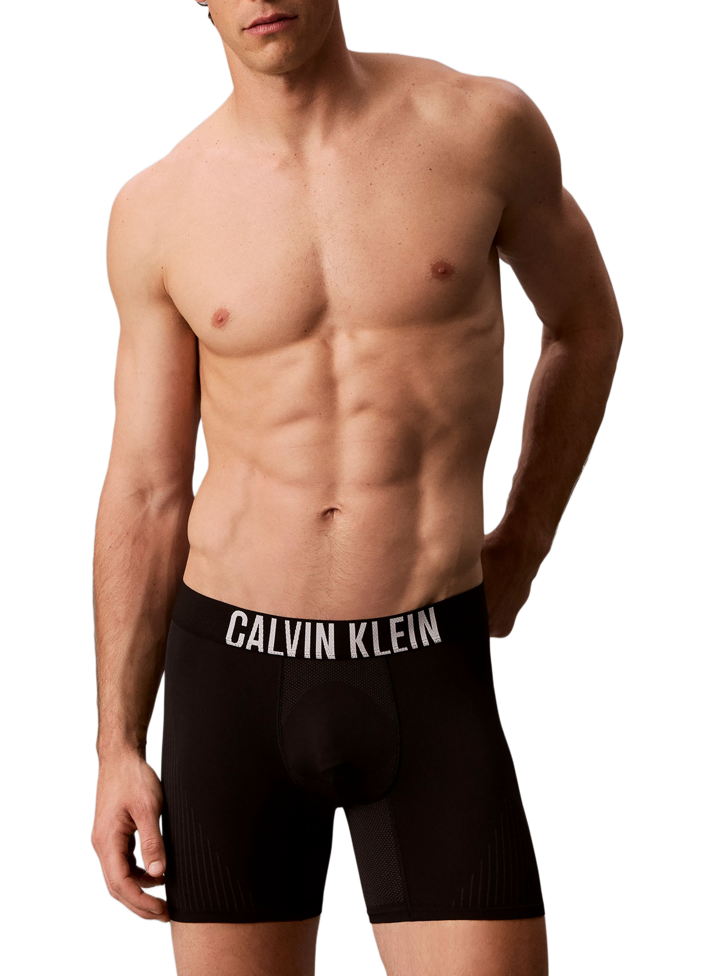 Boxer long élastique uni CALVIN KLEIN Noir