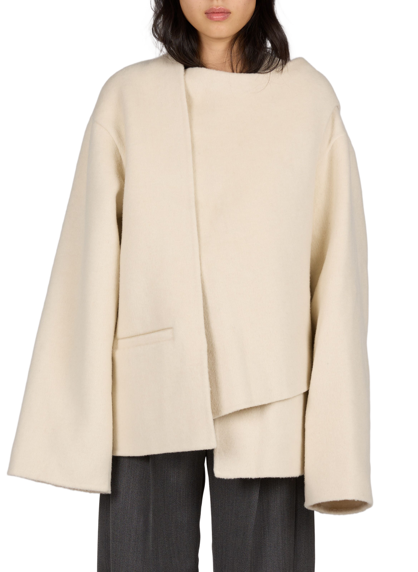 Short Astra coat in wool, alpaca and silk VIKTORIA CHAN Beige