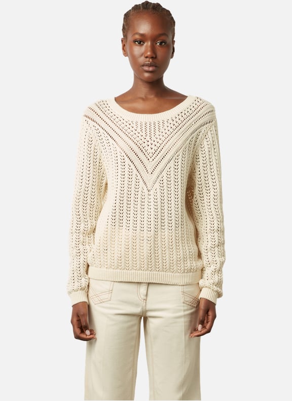 Pull col rond ajouré - leana Beige by GERARD DAREL GERARD DAREL Pull col rond ajouré - leana Beige
