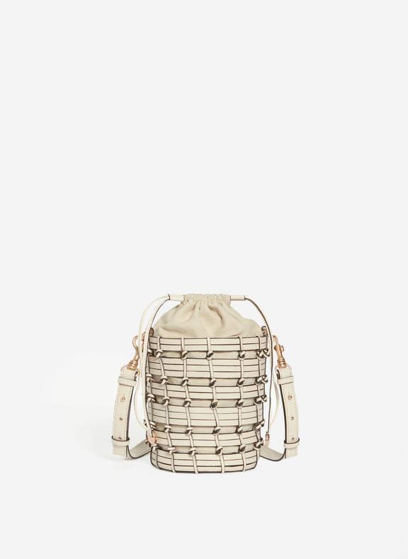 Petit sac seau en cuir tressé Beige by VANESSA BRUNO VANESSA BRUNO Petit sac seau en cuir tressé Beige