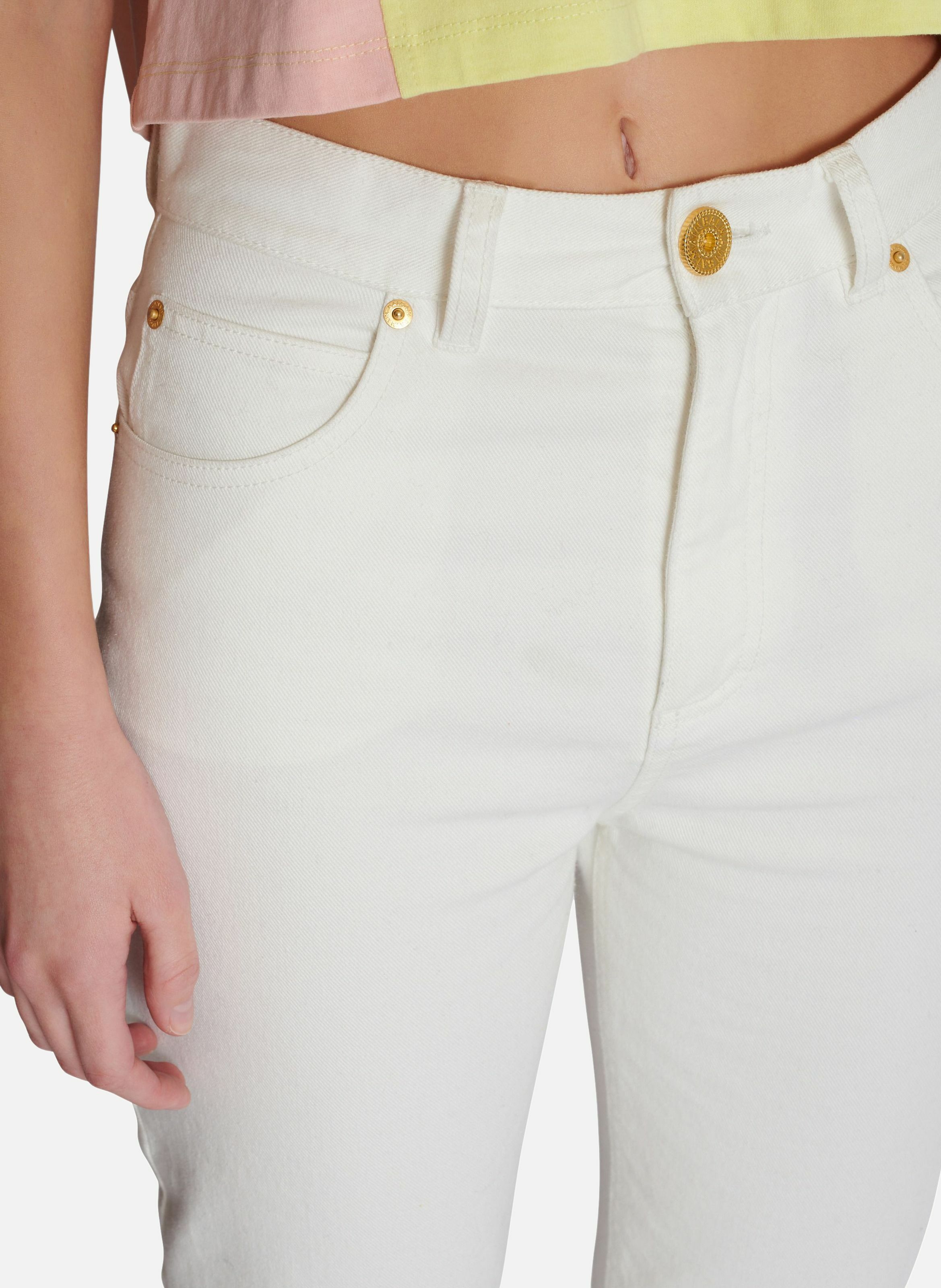 Jean coupe slim BALMAIN Blanc