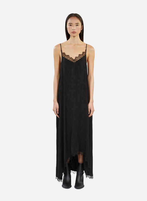 Robe nuisette longue jacquard fleuri Noir by THE KOOPLES THE KOOPLES Robe nuisette longue jacquard fleuri Noir