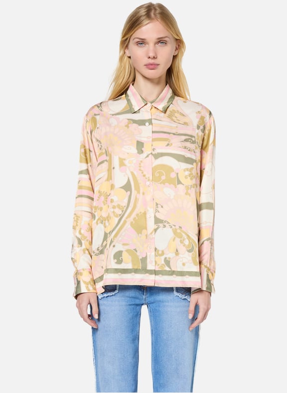 Chemise satinée imprimé foulard - ushauna Kaki by GERARD DAREL GERARD DAREL Chemise satinée imprimé foulard - ushauna Kaki