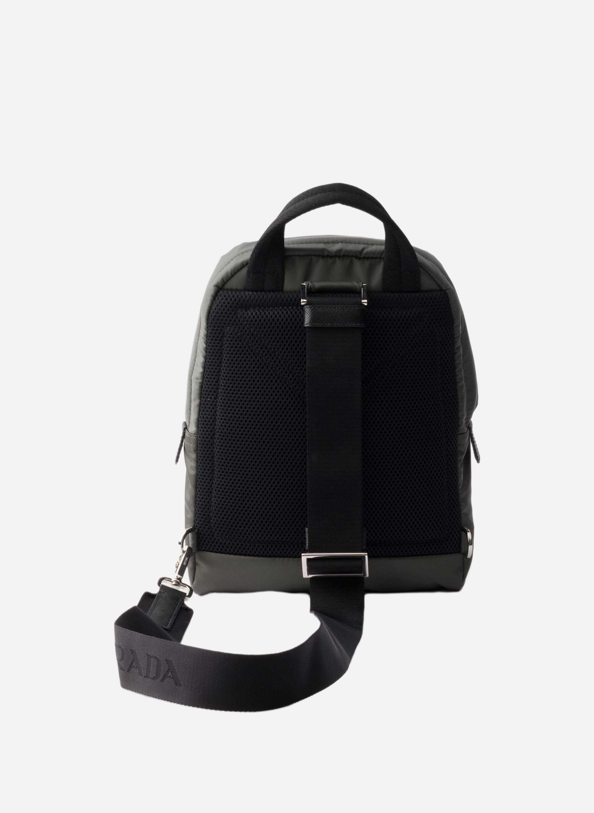 Sac à dos en re-nylon et cuir saffiano PRADA Vert