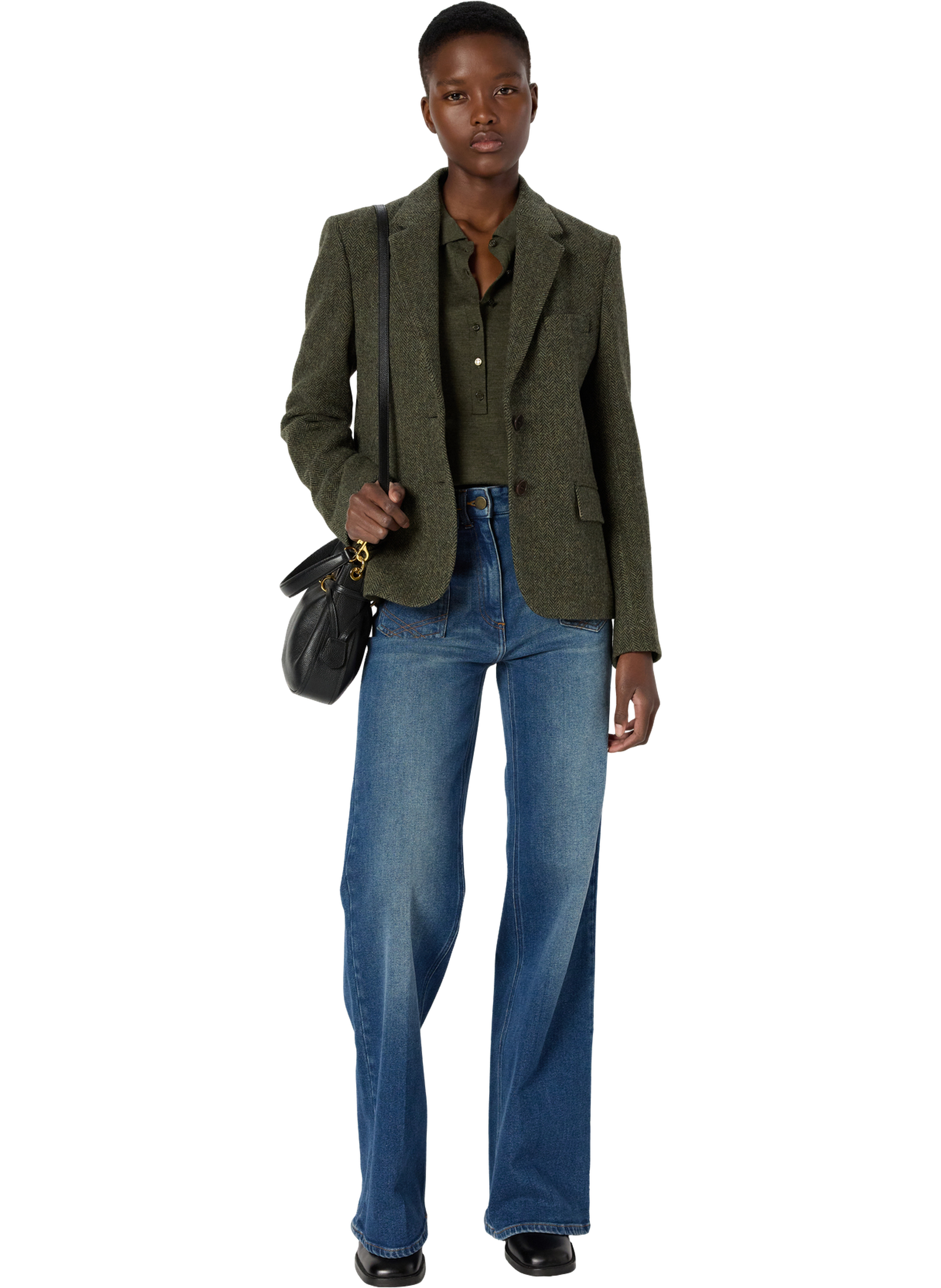 Veste à chevrons en laine - noelie GERARD DAREL Vert