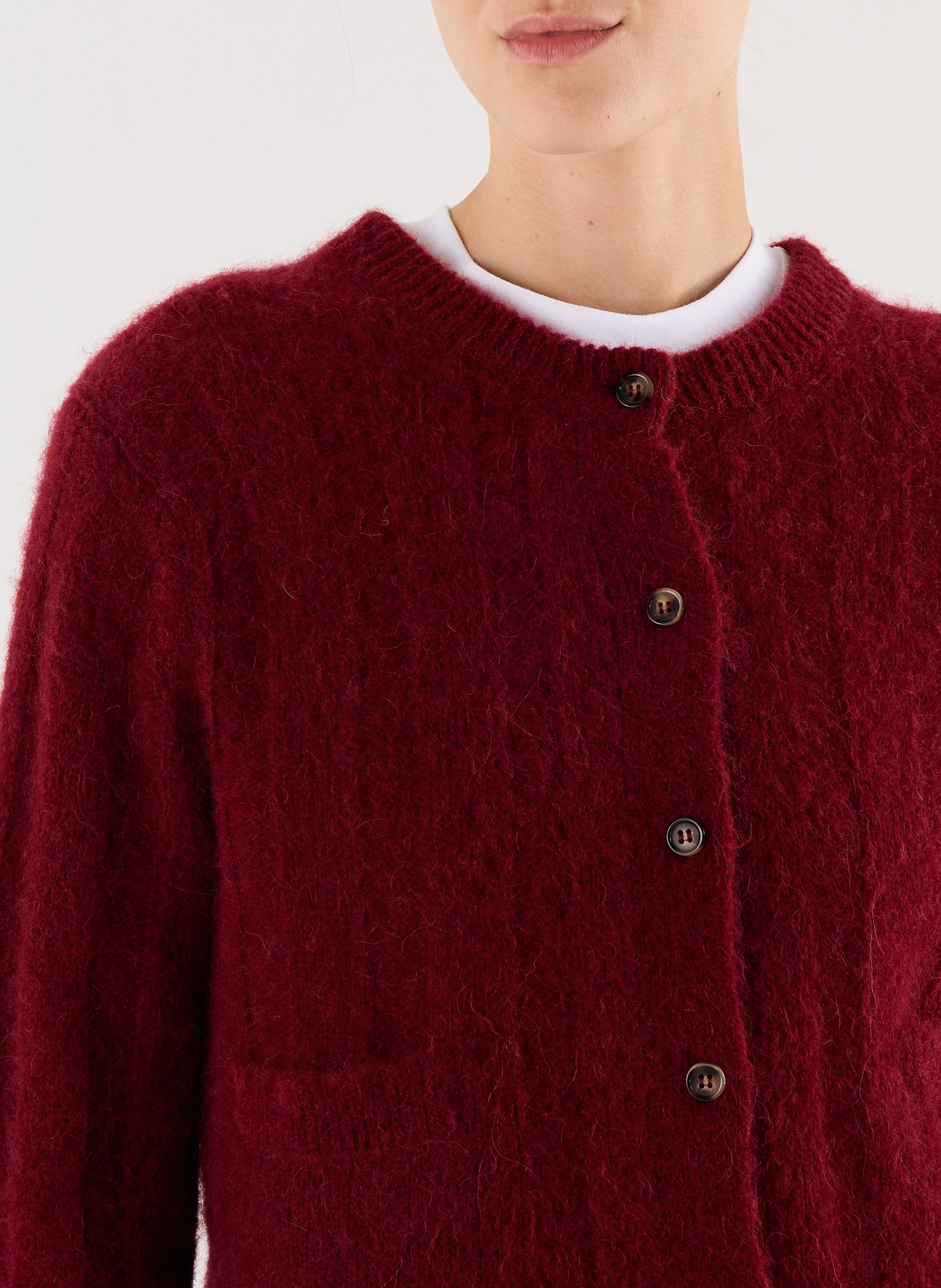 Cardigan Wywy col rond en alpaga et laine mélangés SAISON 1865 Rouge