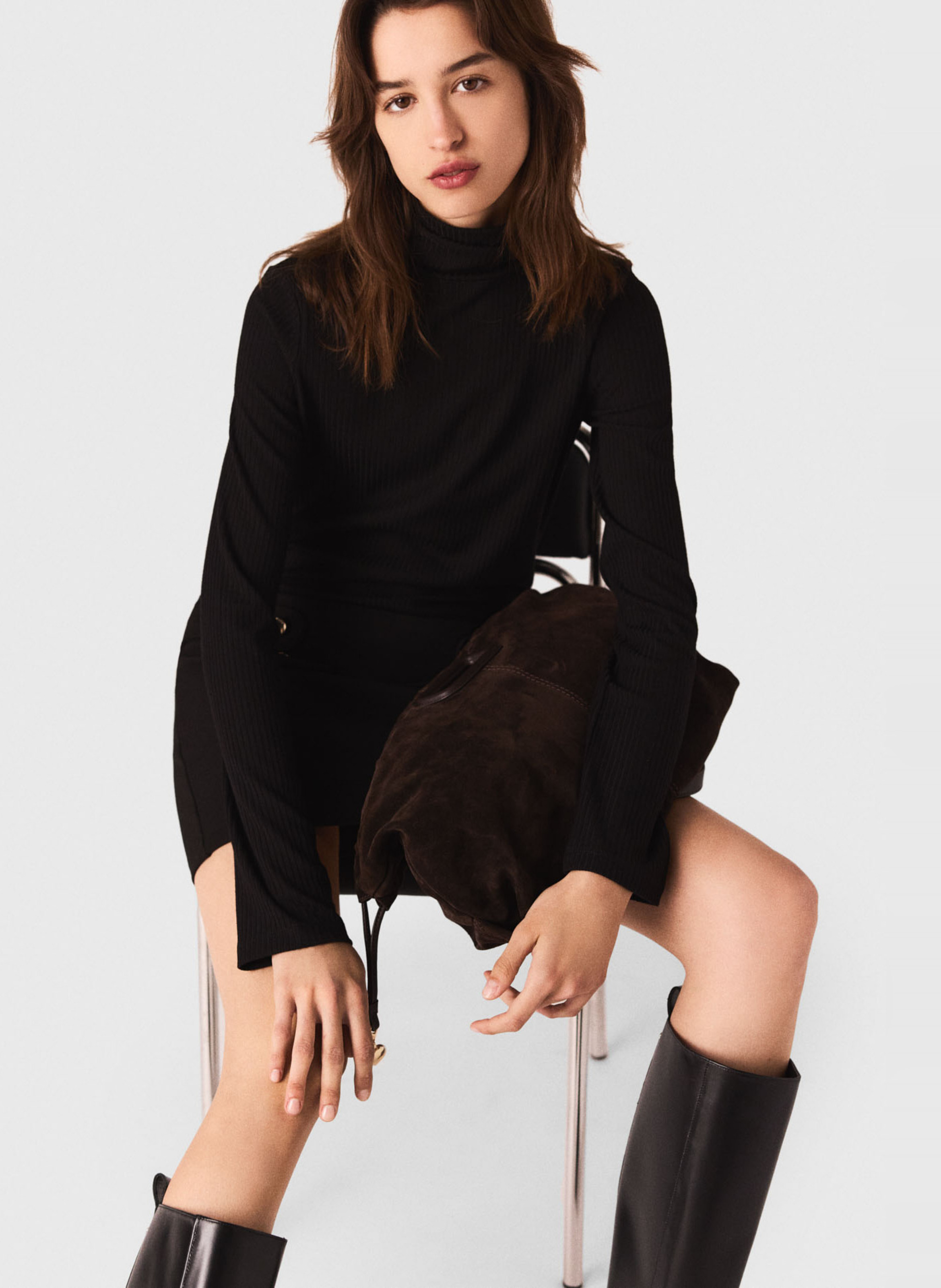 Robe pull col roulé MAJE Noir