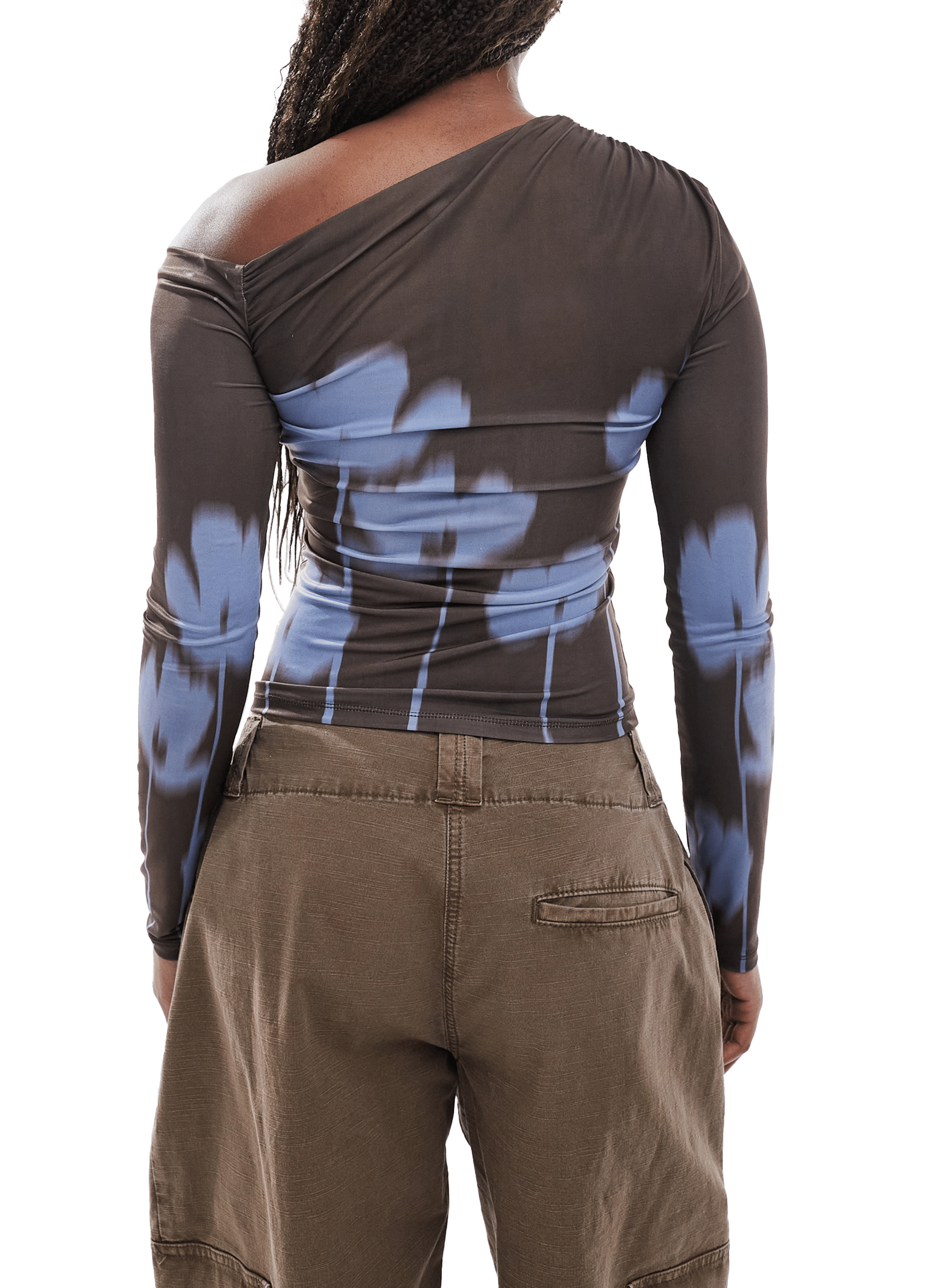 Top imprimé manches longues TOPSHOP Marron