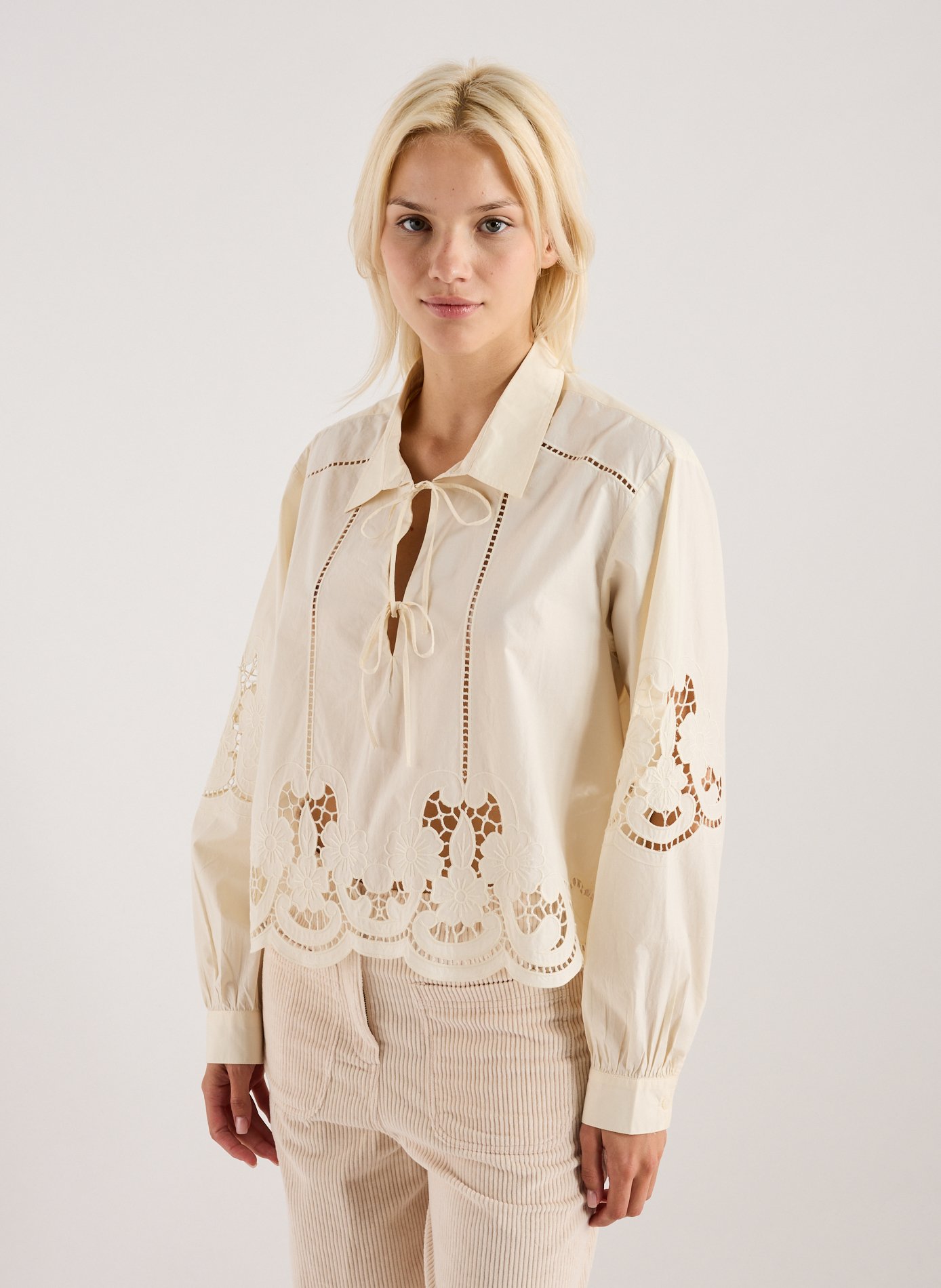 Embroidered loose cotton blouse LOUISE MISHA White