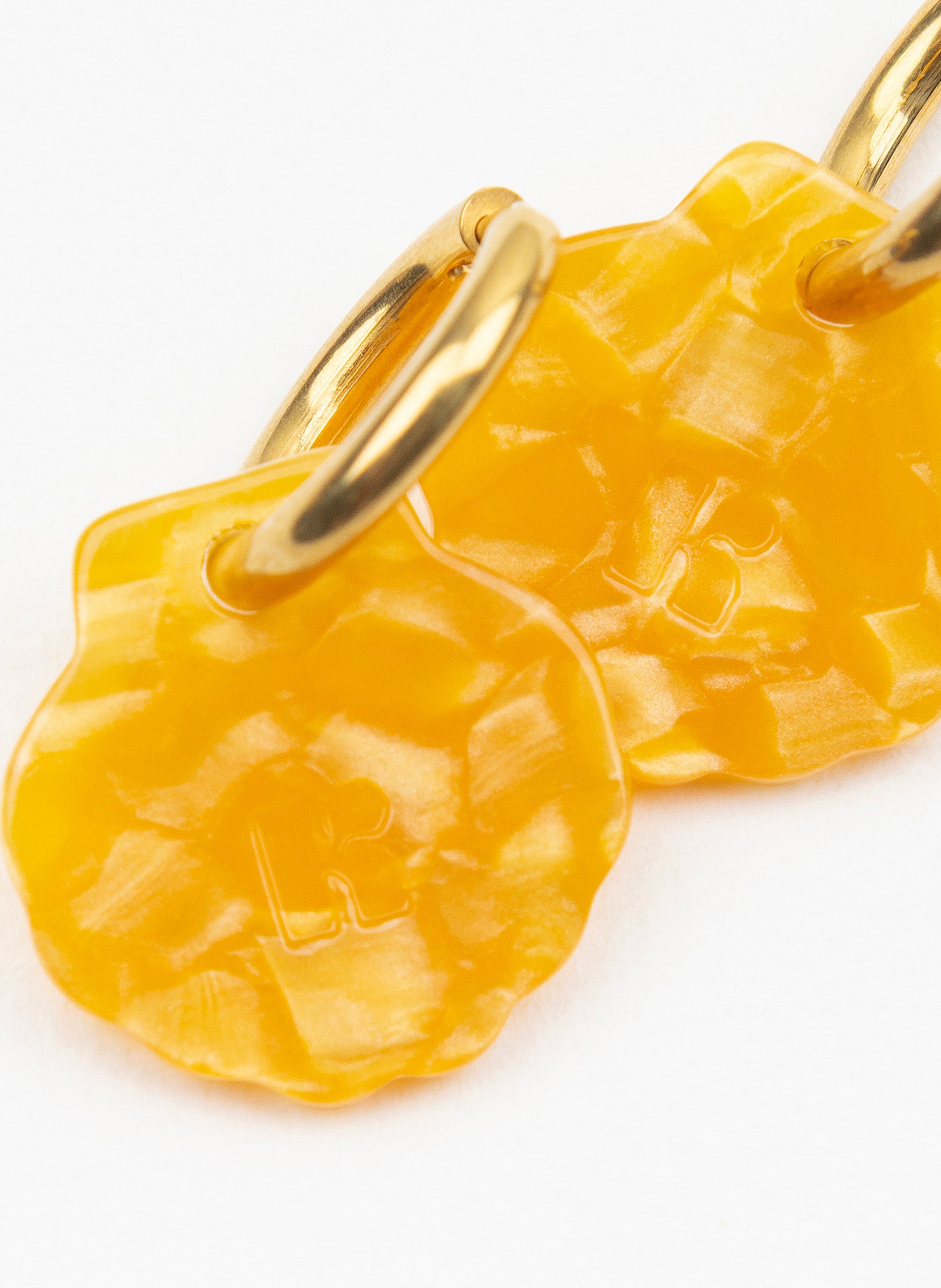 Boucles d'oreilles baby mermaid avec anneaux en acier inoxydable argenté KURAGE GINZA Orange