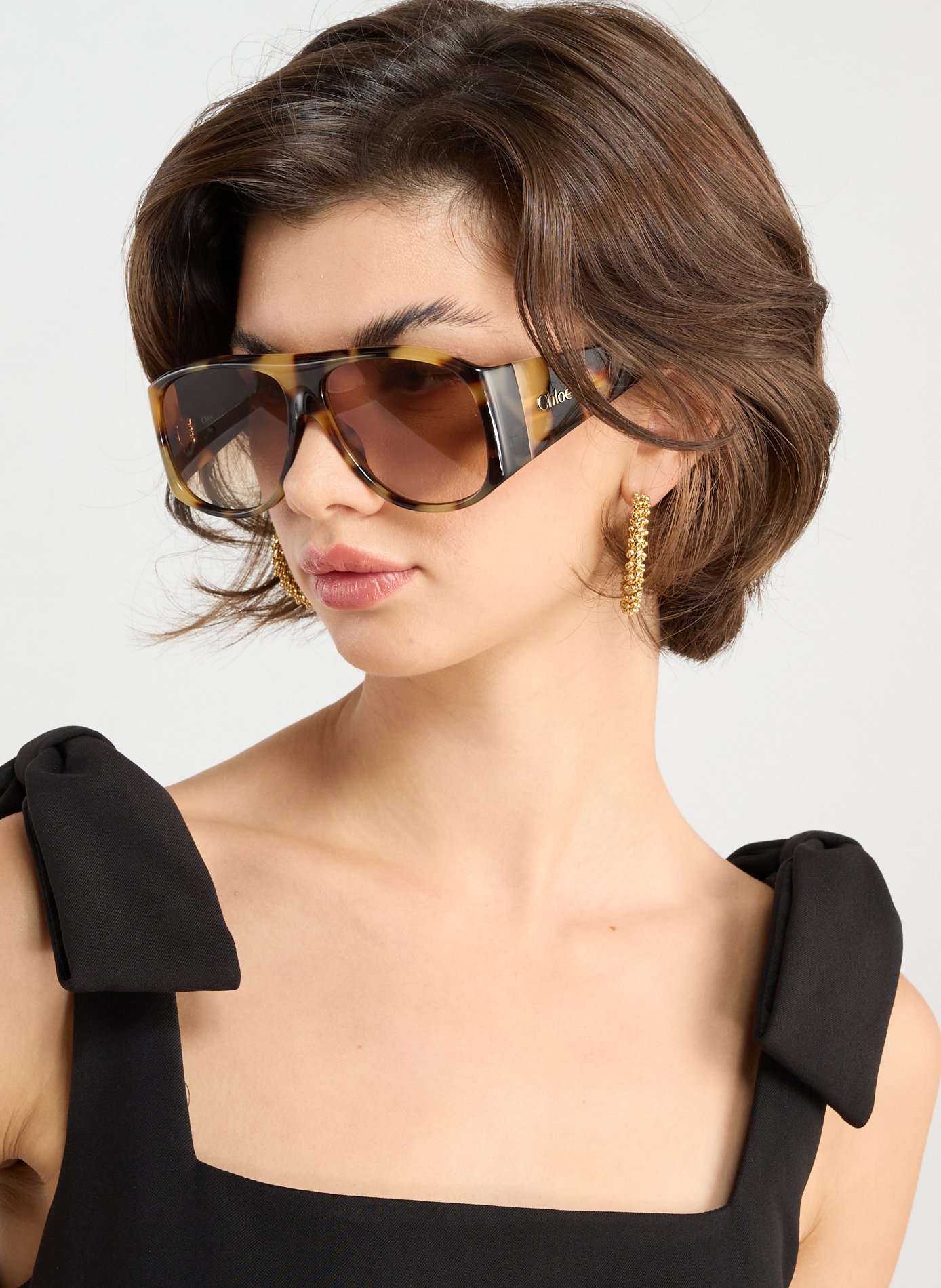 CHLOÉ Aviator sunglasses in acetate Brown