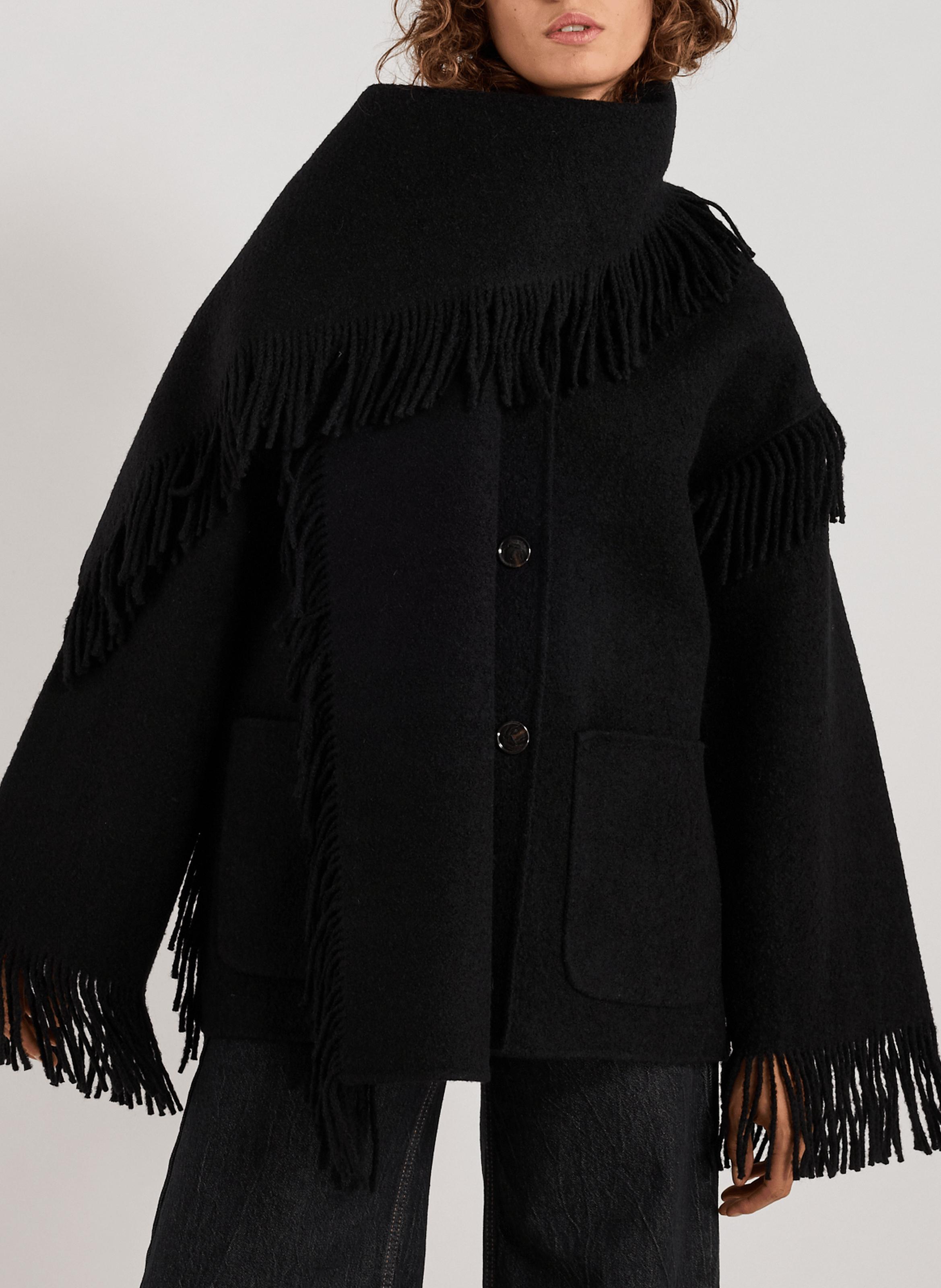 Wool blend scarf jacket TOTEME Black