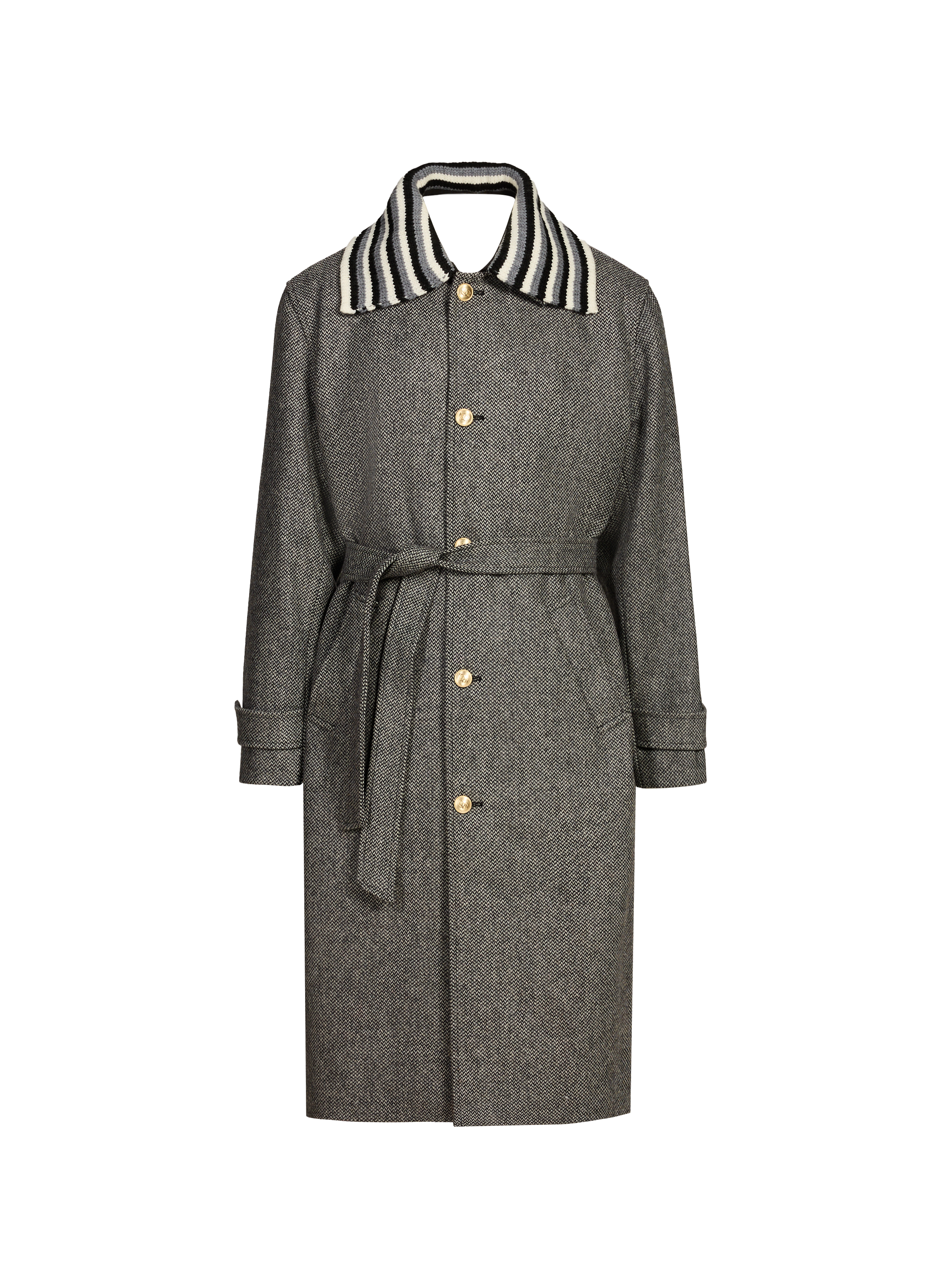 DROLE DE MONSIEUR Virgin wool tweed coat Grey