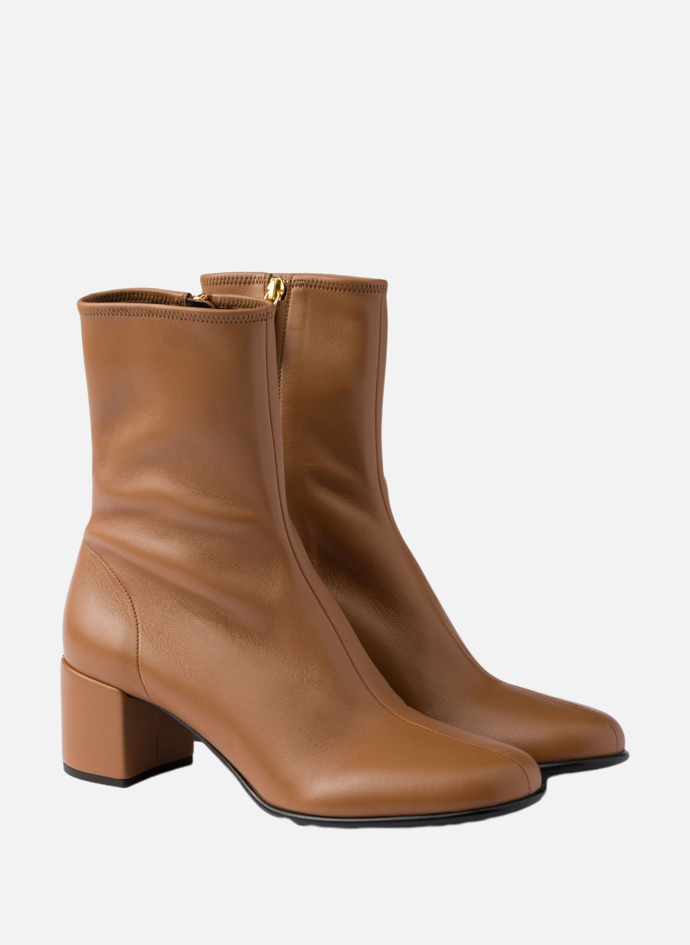 Bottines en cuir nappa stretch PRADA Marron