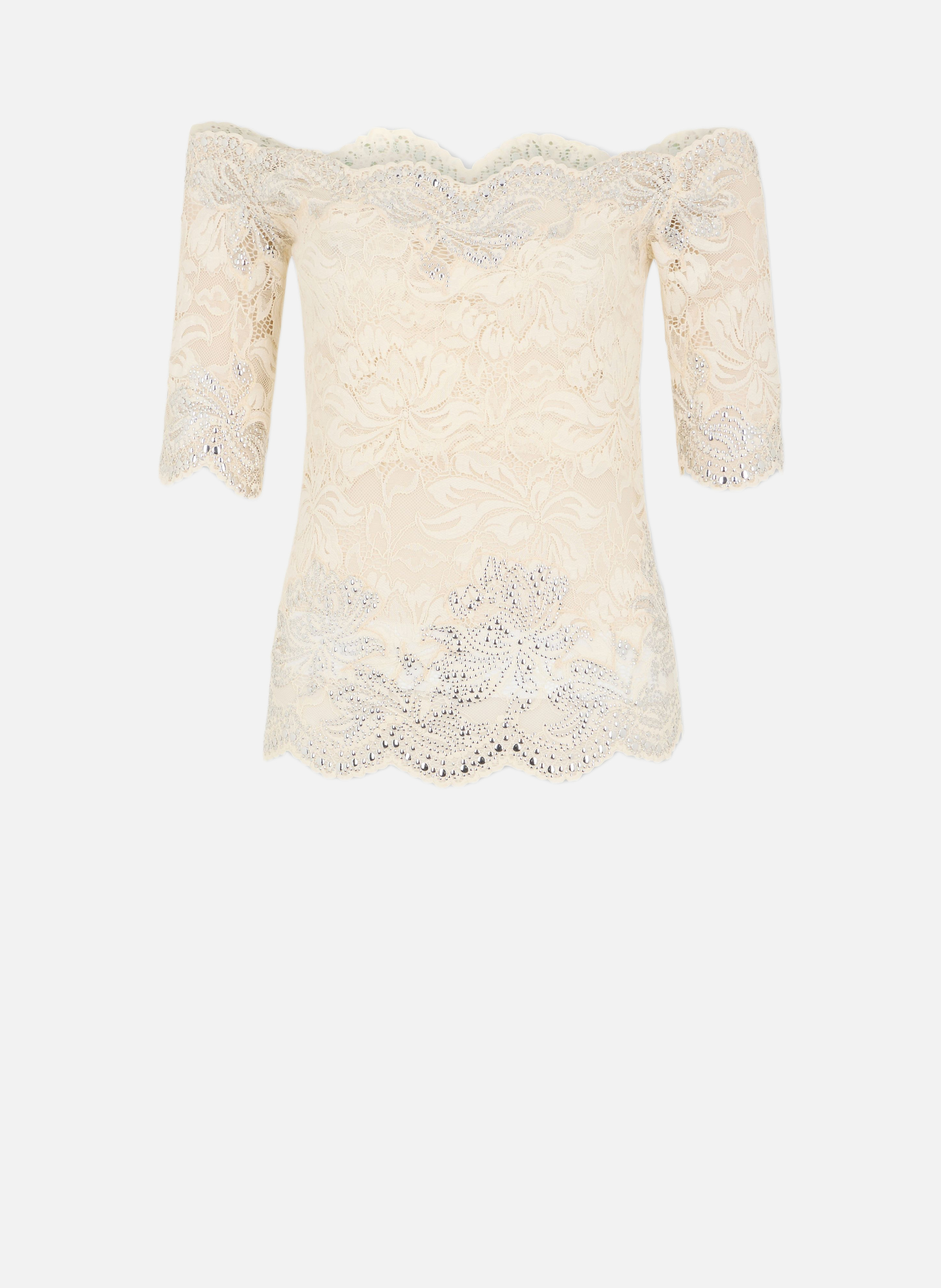 Top en dentelle RABANNE Blanc