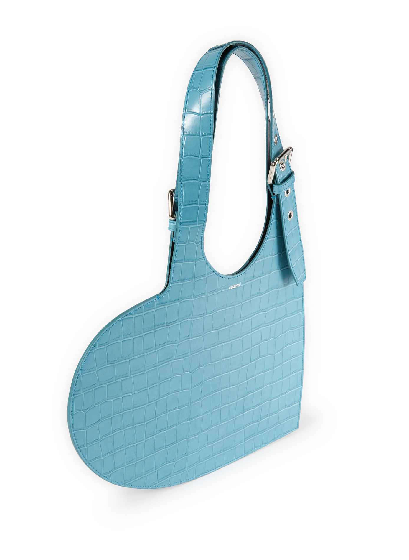 Heart-Shaped Crocodile Skin Effect Leather Shoulder Bag COPERNI Blue