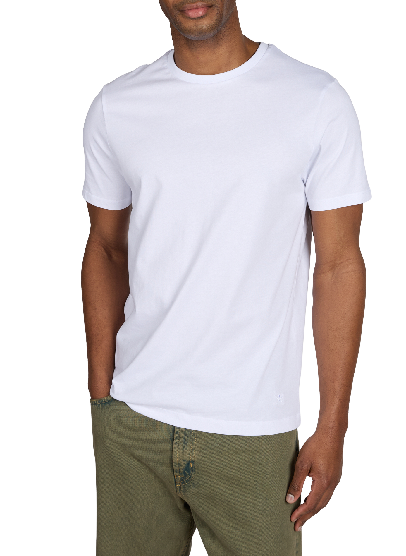 T-shirt uni à col rond en coton HACKETT Blanc