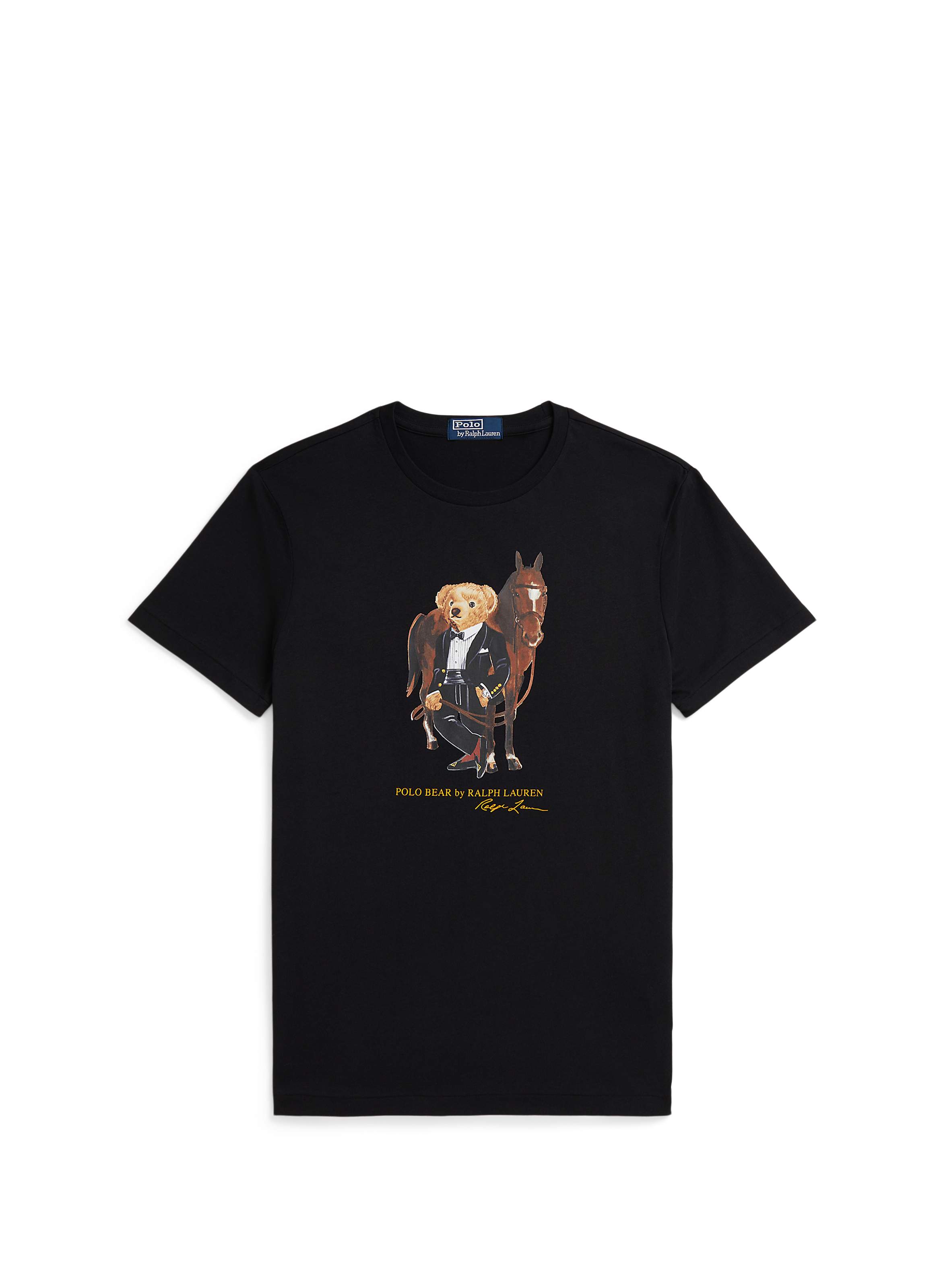 T-shirt col rond sérigraphié en coton POLO RALPH LAUREN Noir