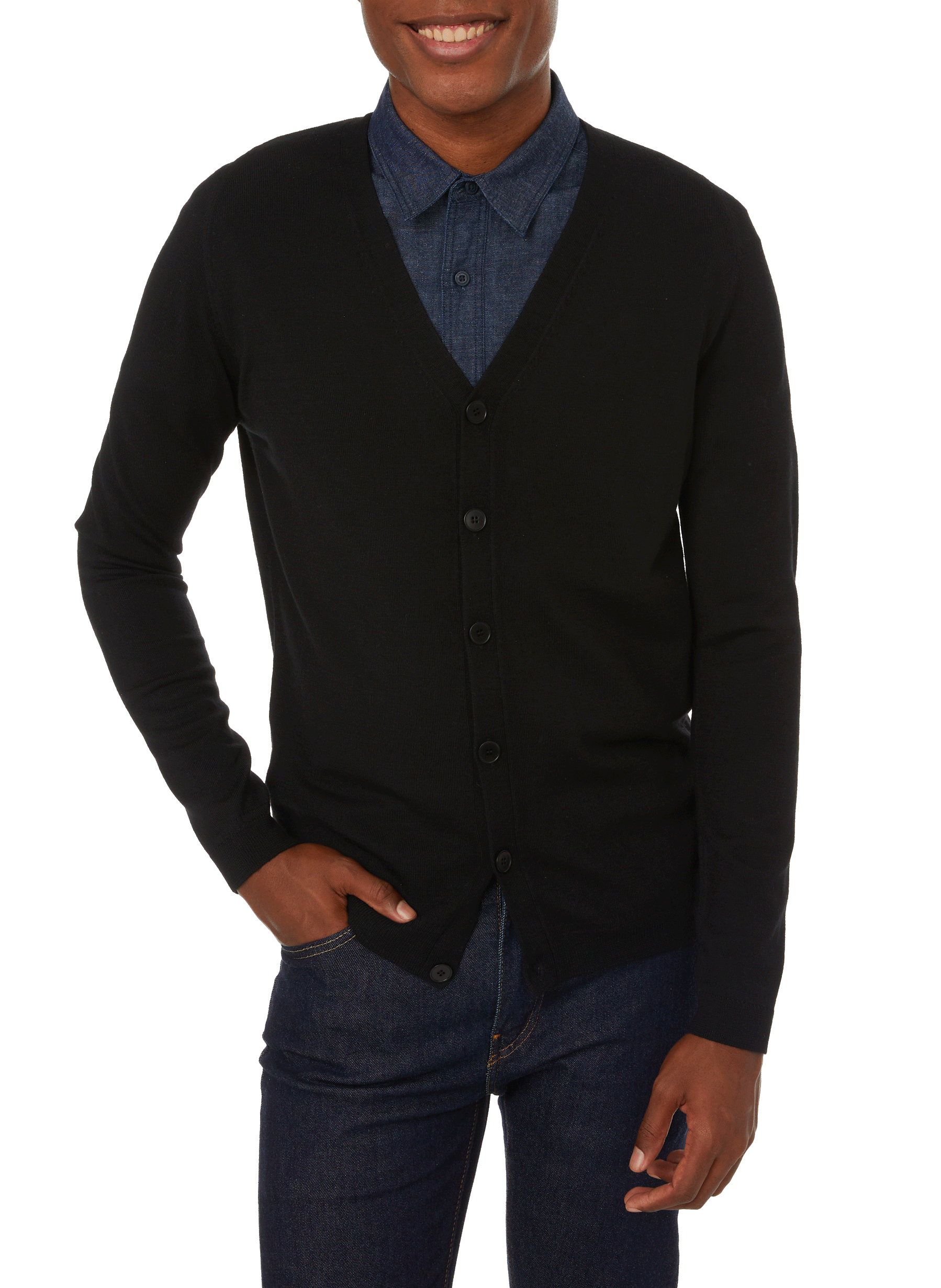 Merino wool cardigan AU PRINTEMPS PARIS Black