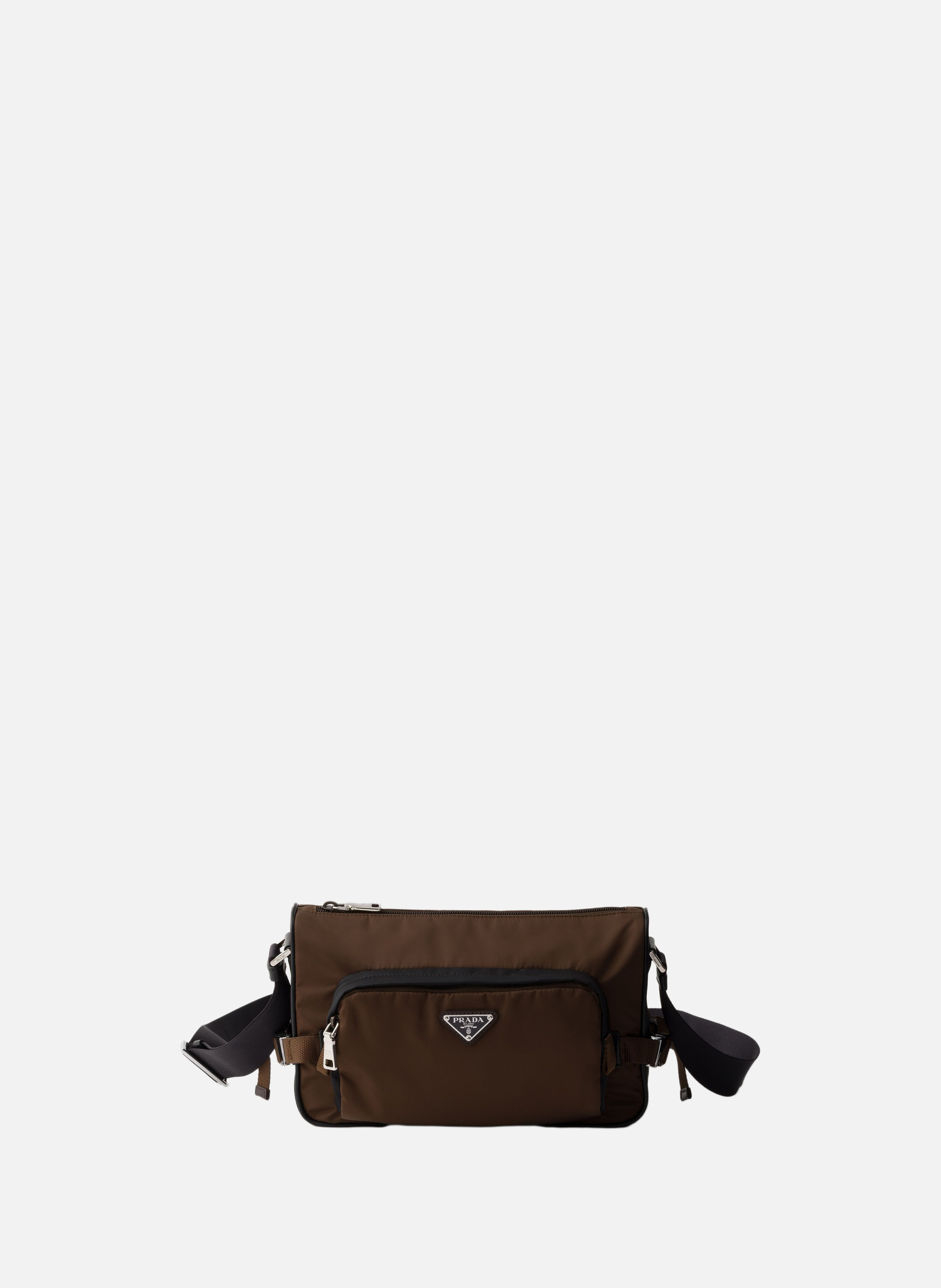 Sac porté épaule en re-nylon et cuir PRADA Noir