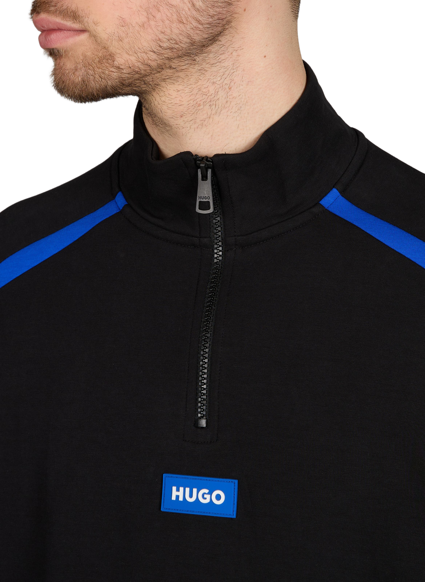 Straight sweatshirt with high collar in blended cotton HUGO BLUE Black