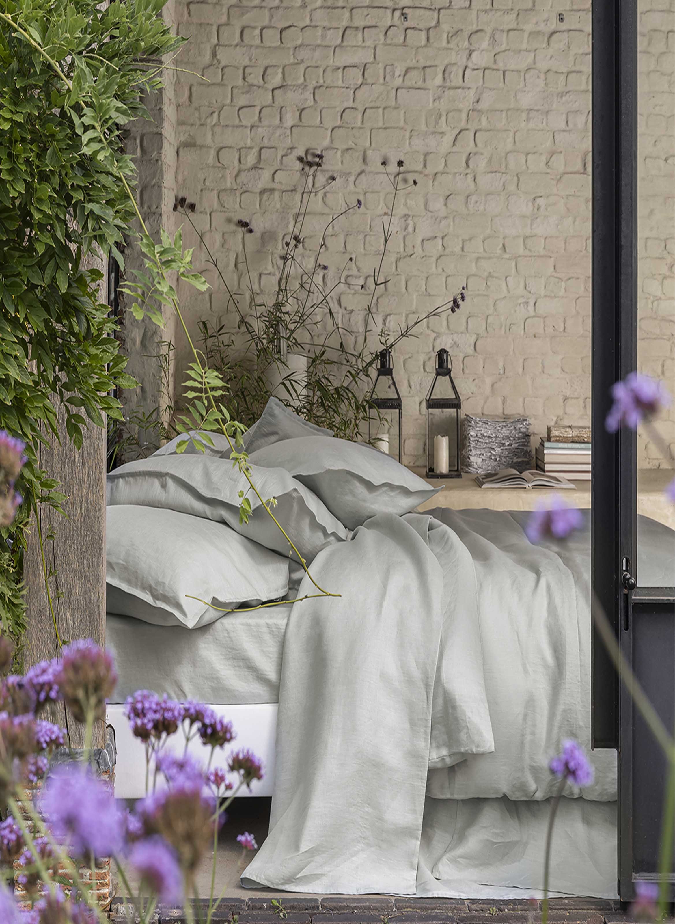 Housse de couette unie en lin lavé, nouvelle vague ALEXANDRE TURPAULT Bleu