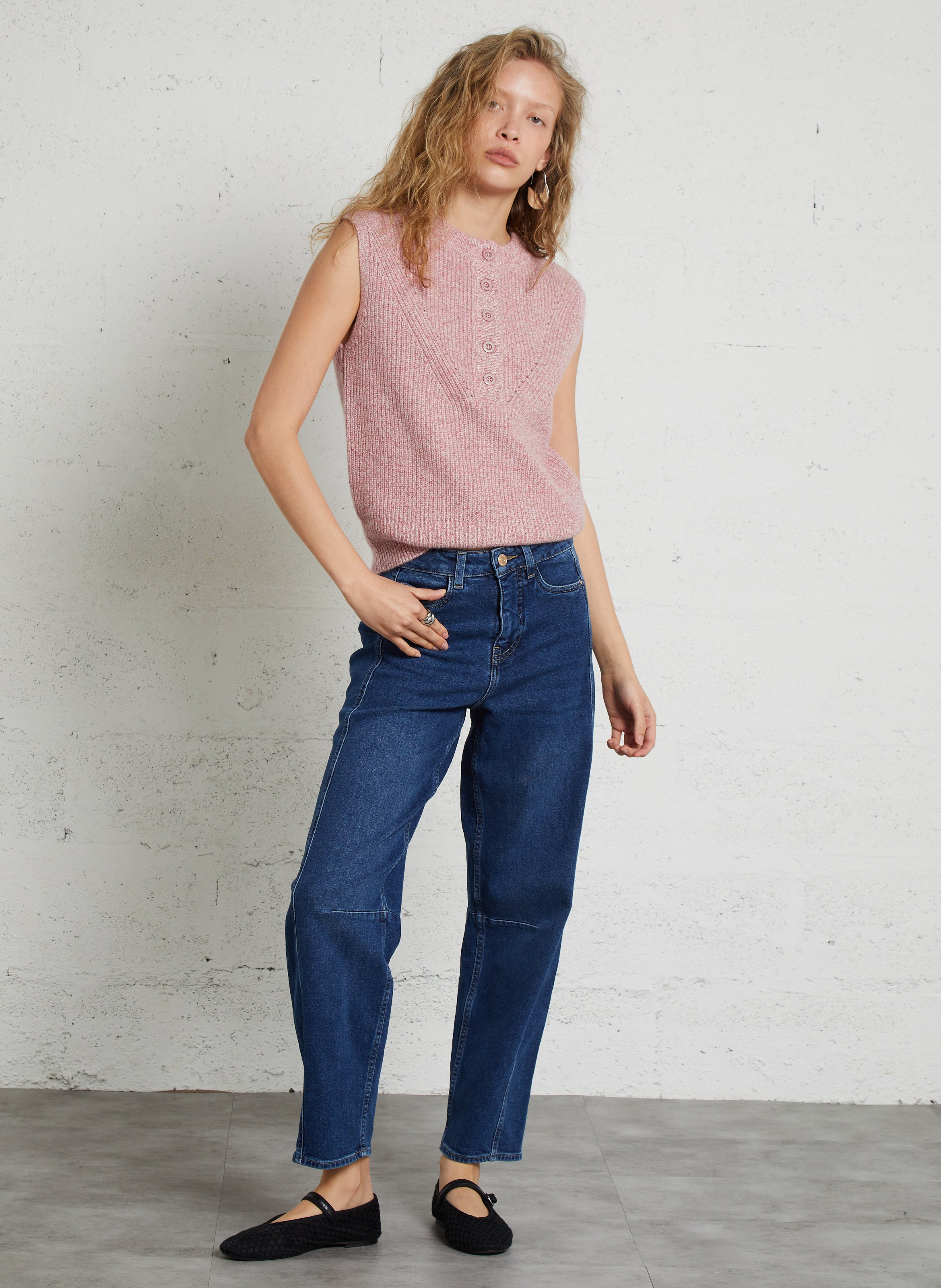 Pull col rond en laine mélangée poppy MAISON 123 Rose