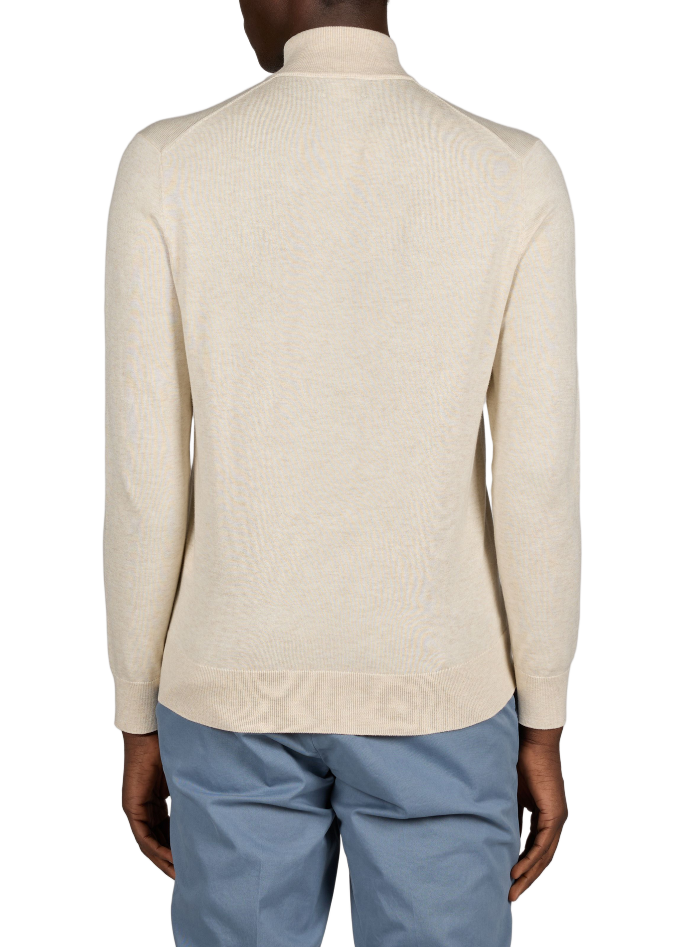 Pull col zippé en coton et soie HACKETT Beige