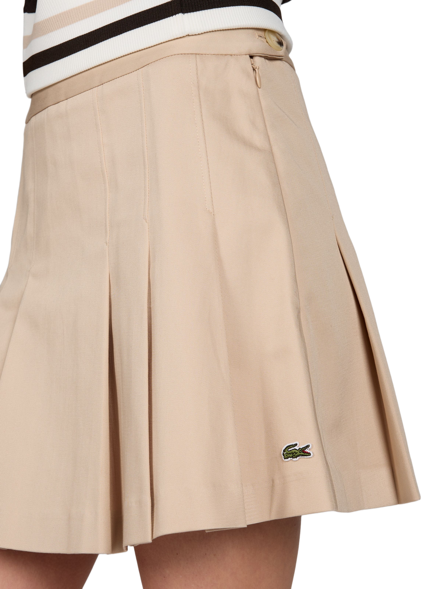 Jupe courte plissée en coton stretch LACOSTE Beige