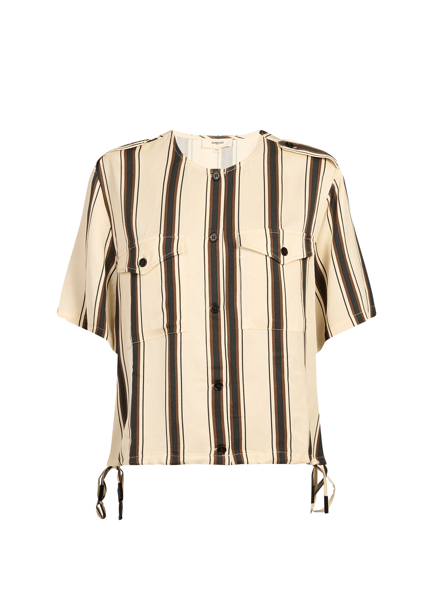 Striped shirt in blended linen SUNCOO Beige