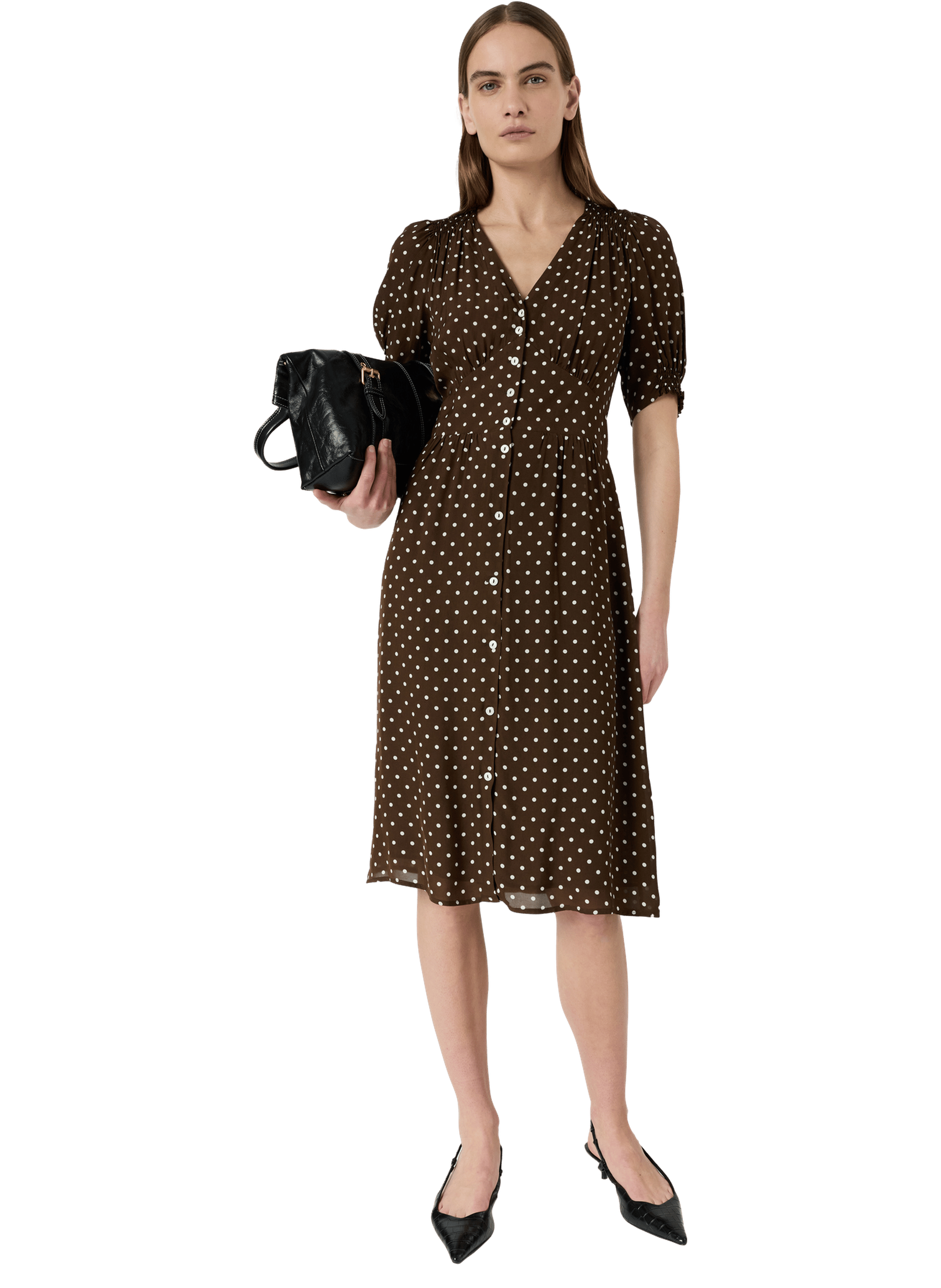 Robe cintrée à pois - rohya GERARD DAREL Marron