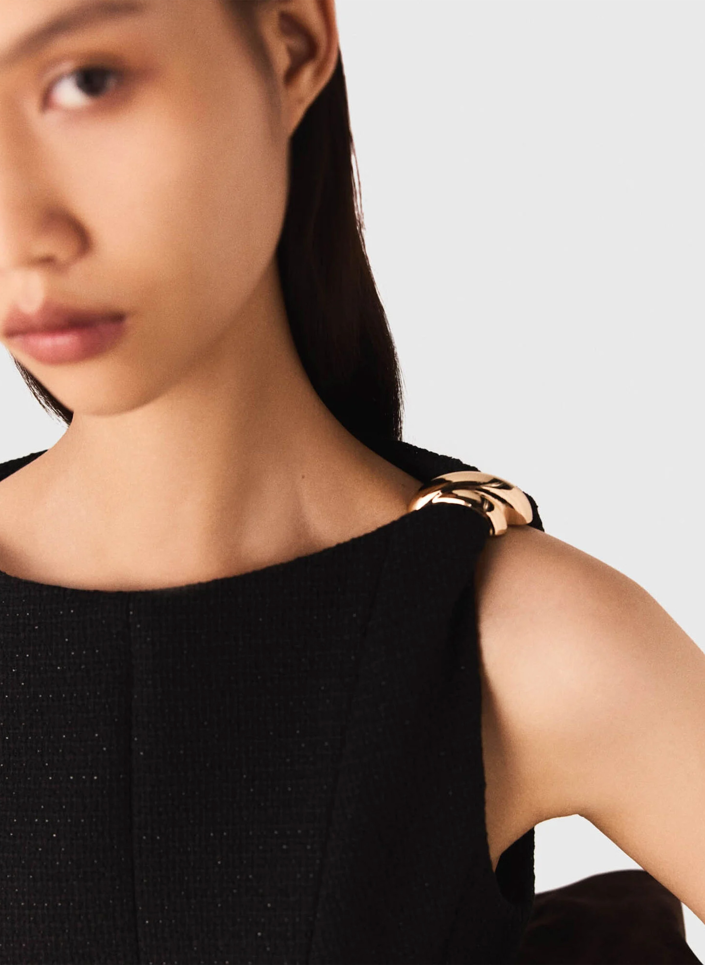 Robe courte évasée en coton mélangé MAJE Noir