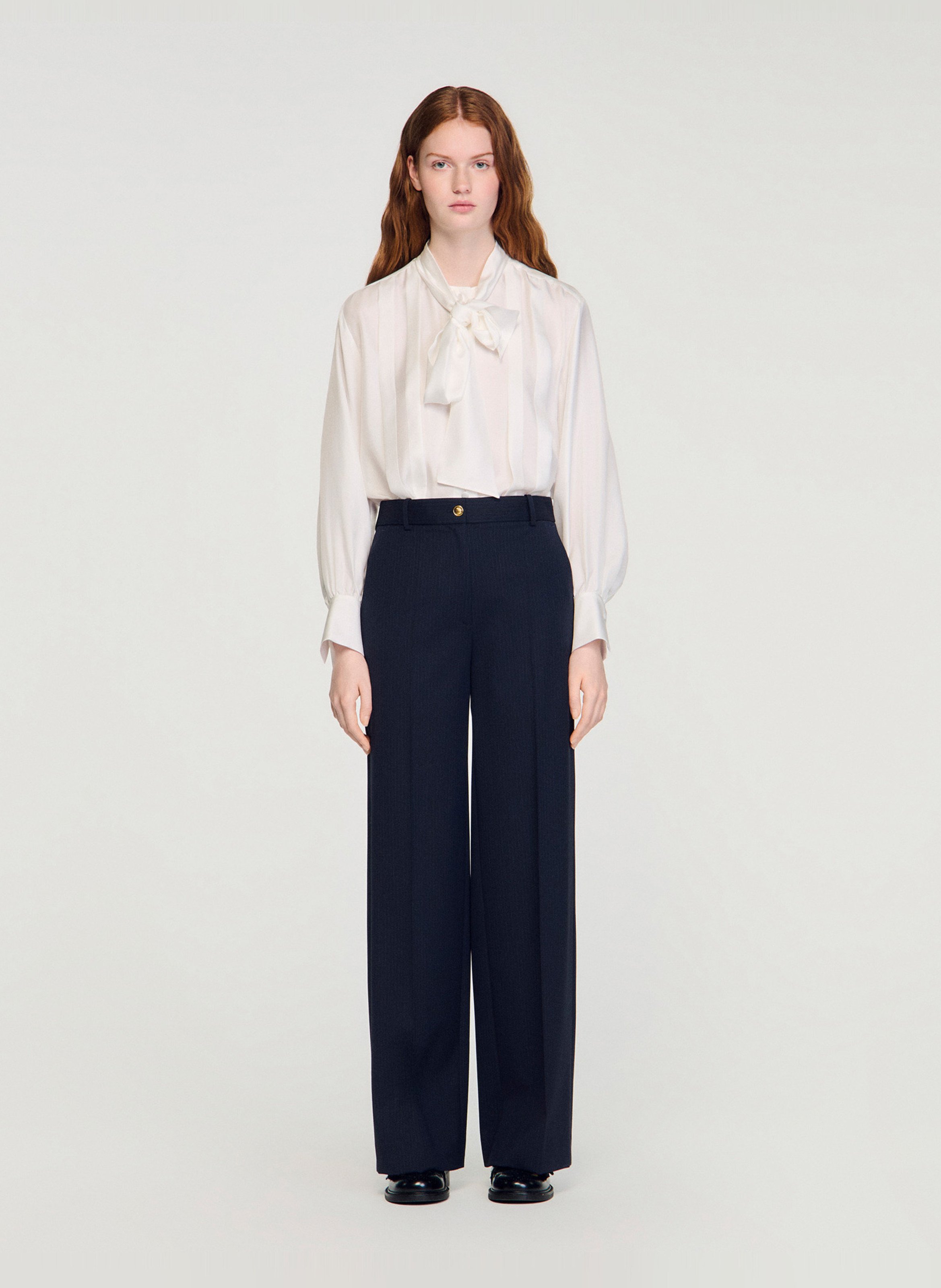 Pantalon droit à rayures SANDRO Bleu