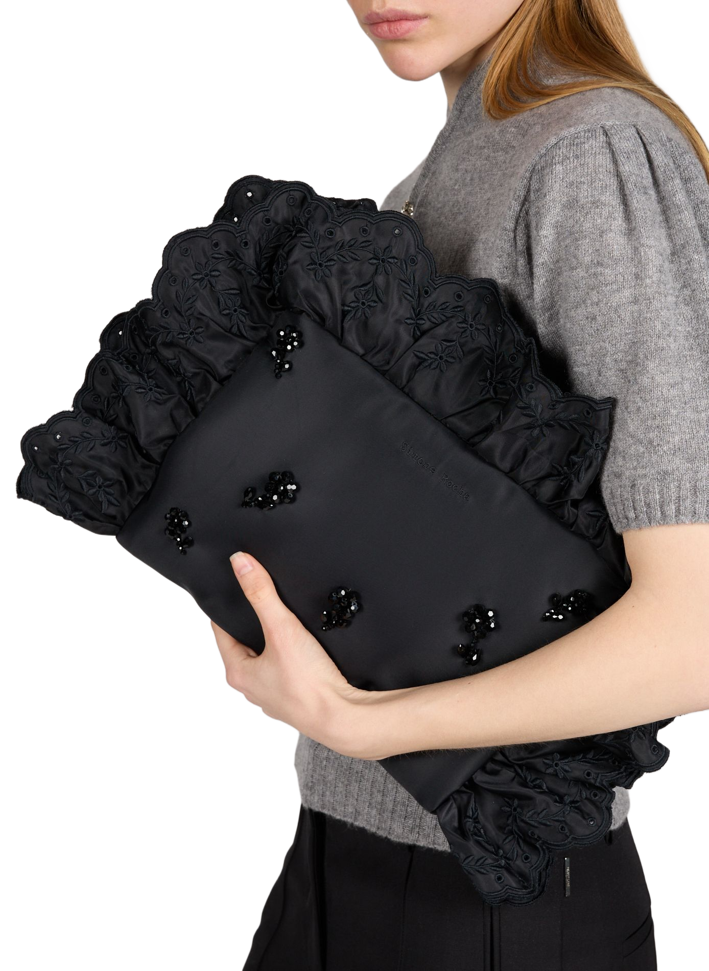 Pochette à taie d'oreiller dentelle SIMONE ROCHA Noir