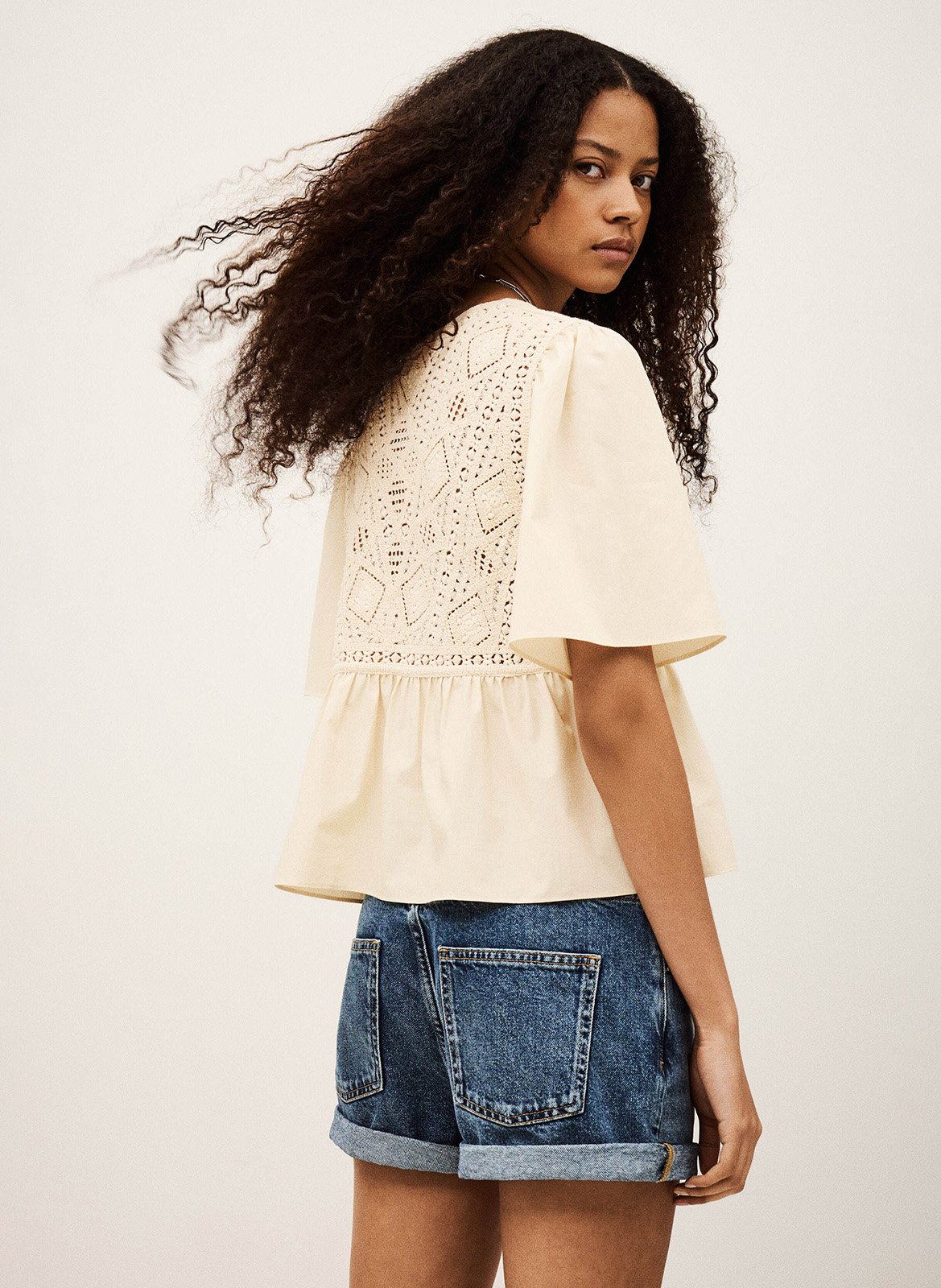 Top col v en coton salvi BA&SH Beige