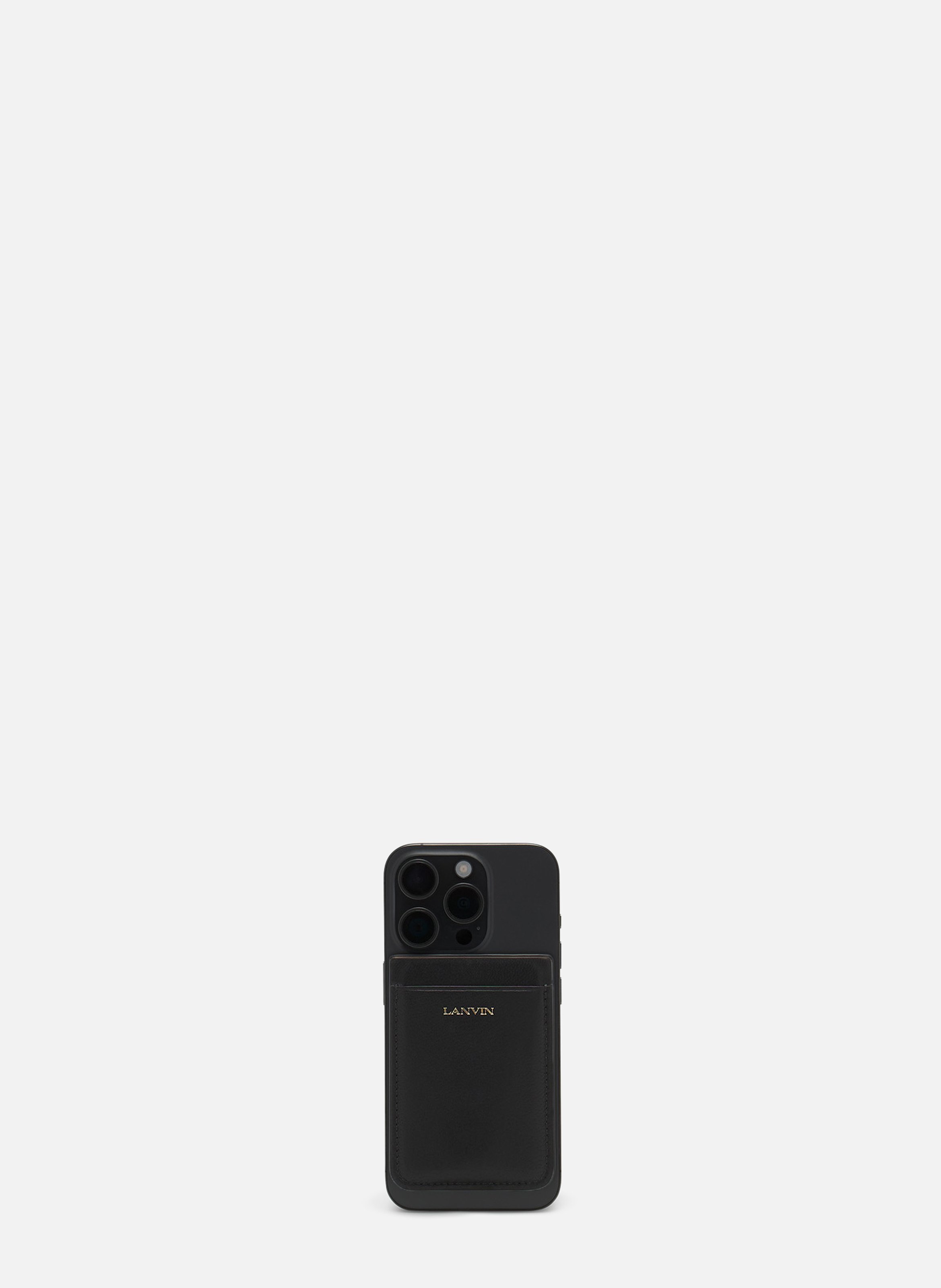 Porte-cartes magnétique en cuir LANVIN Noir