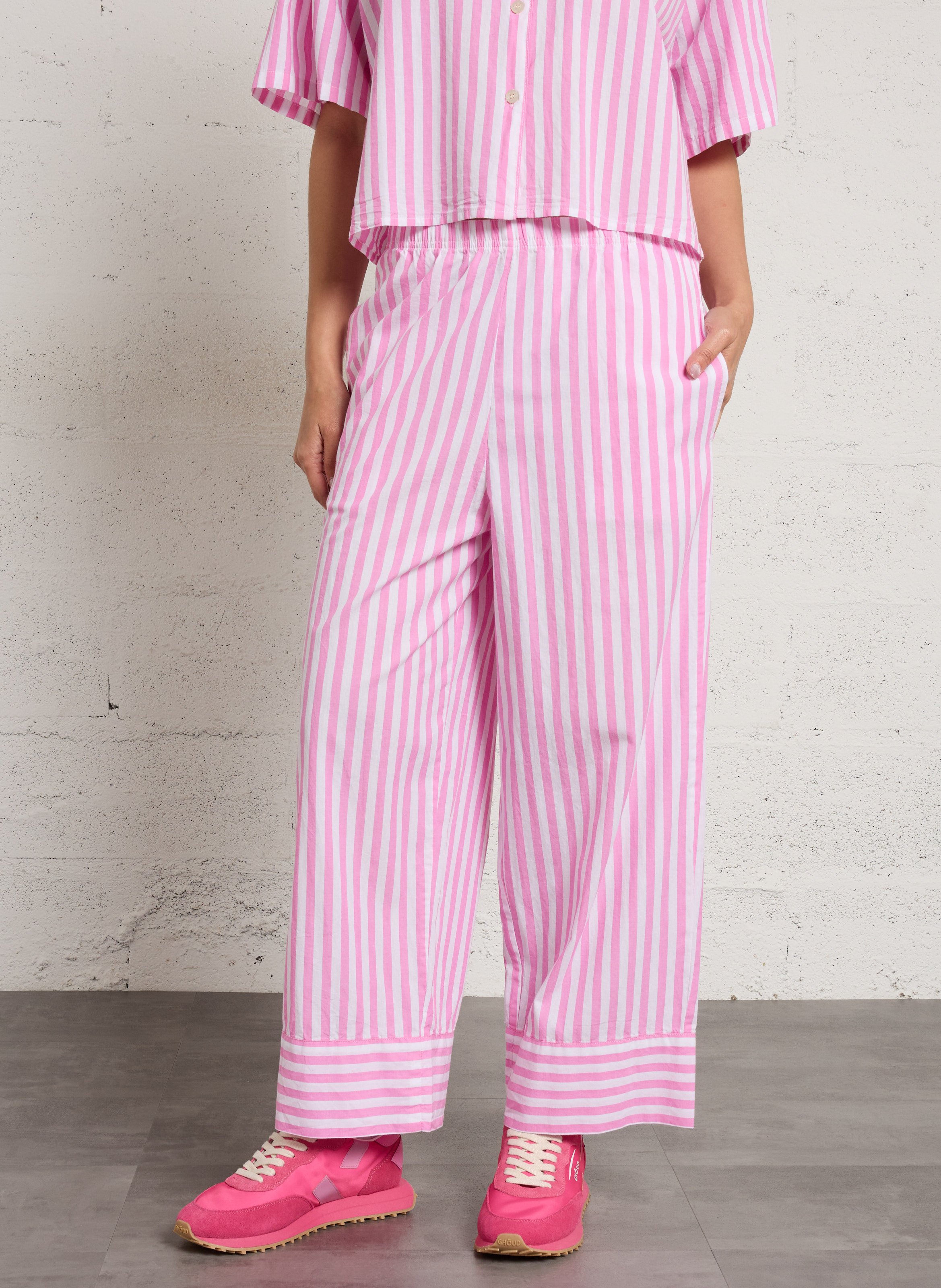 Pantalon large taille haute rayé vextown AMERICAN VINTAGE Rose