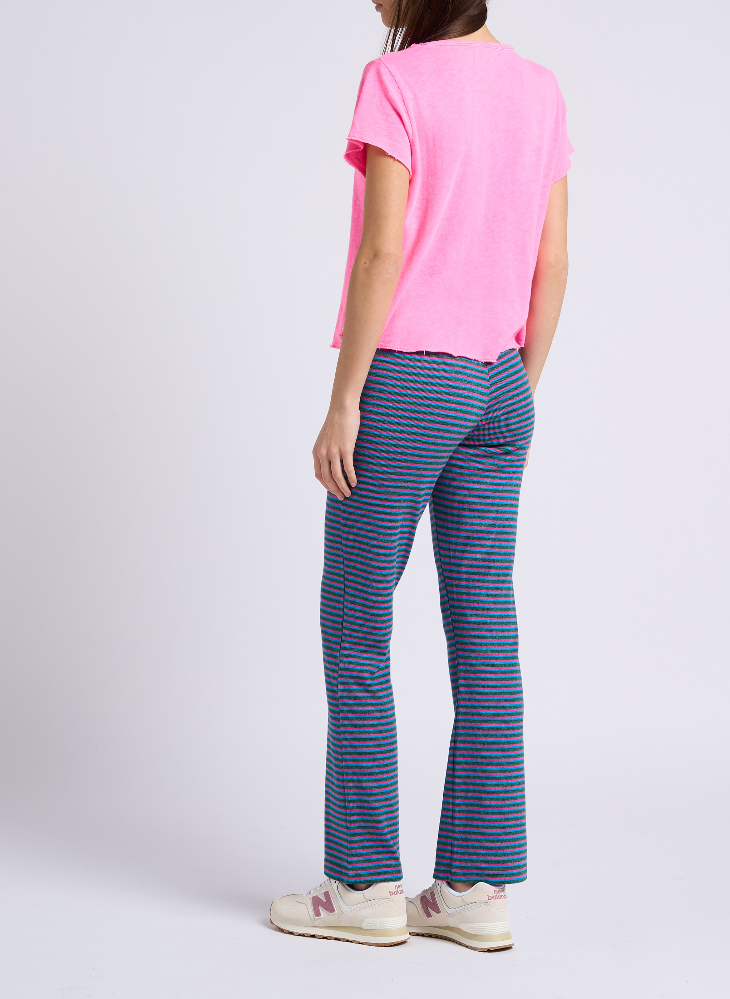 Tee-shirt droit col v en coton sonoma AMERICAN VINTAGE Rose