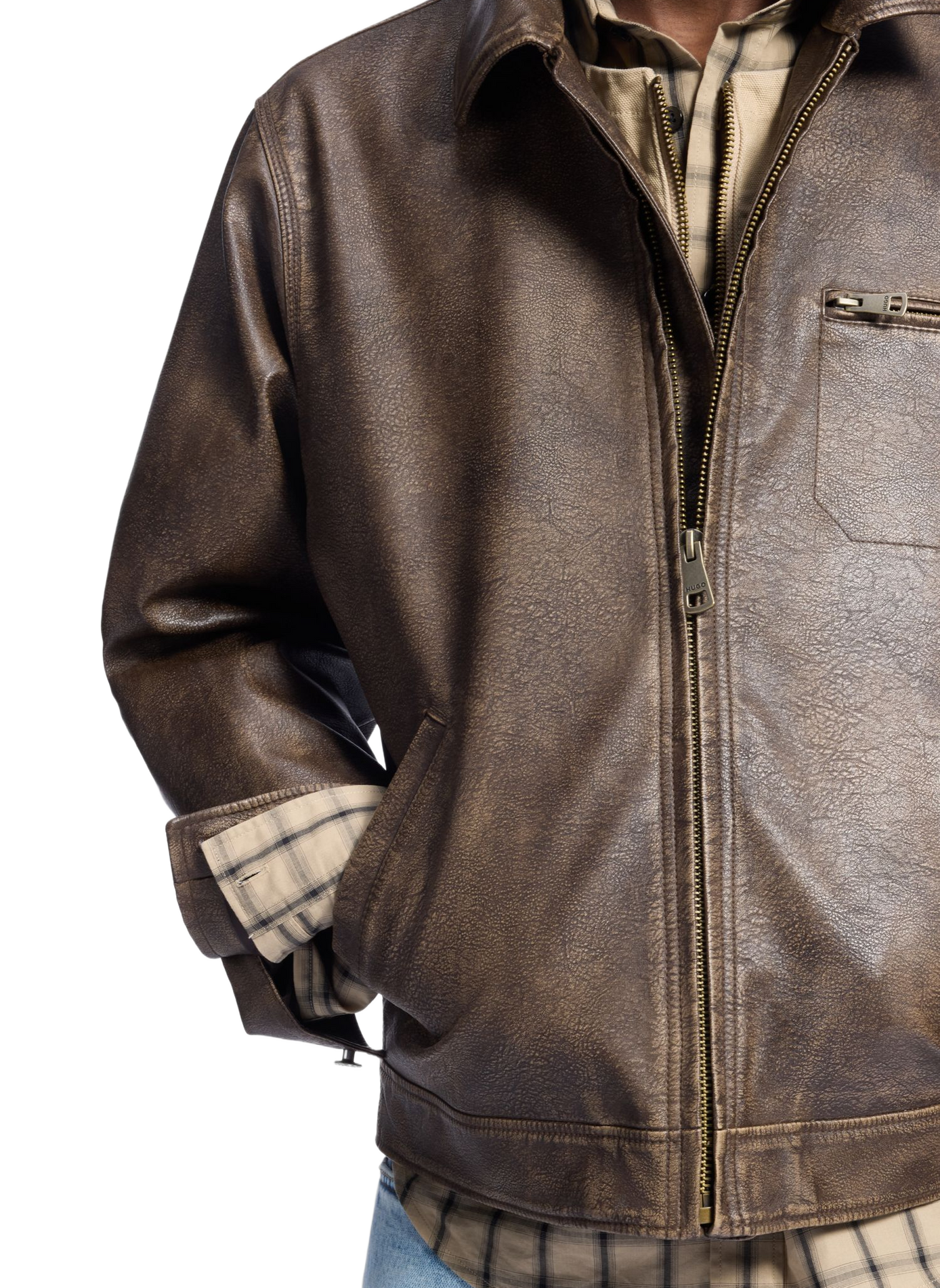 Blouson col classique HUGO BLUE Marron